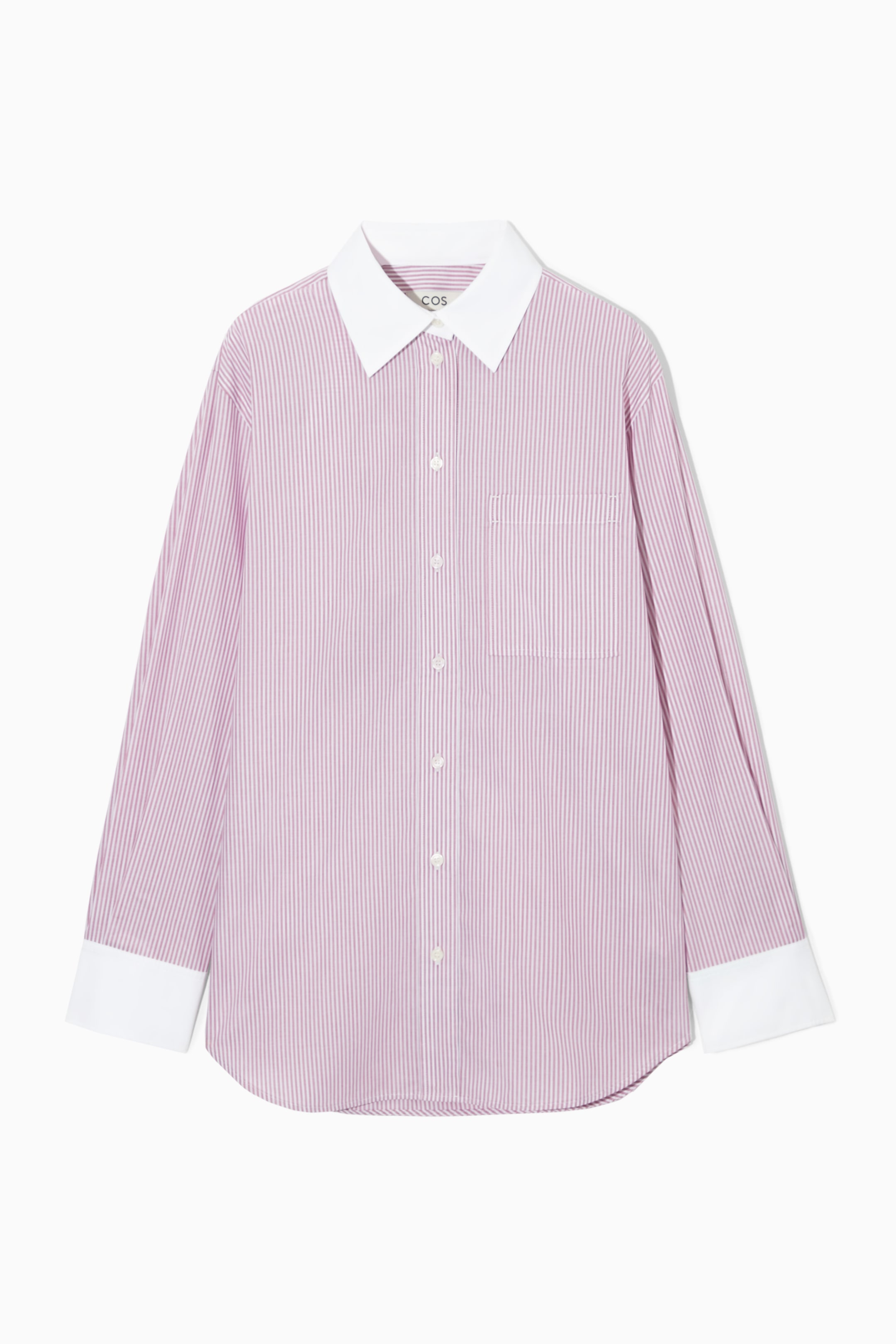 Agrandir l'image: CHEMISE OVERSIZE FINES RAYURES BORDURE CONTRASTÉE - ROUGE - FEMME | H&M CH 1