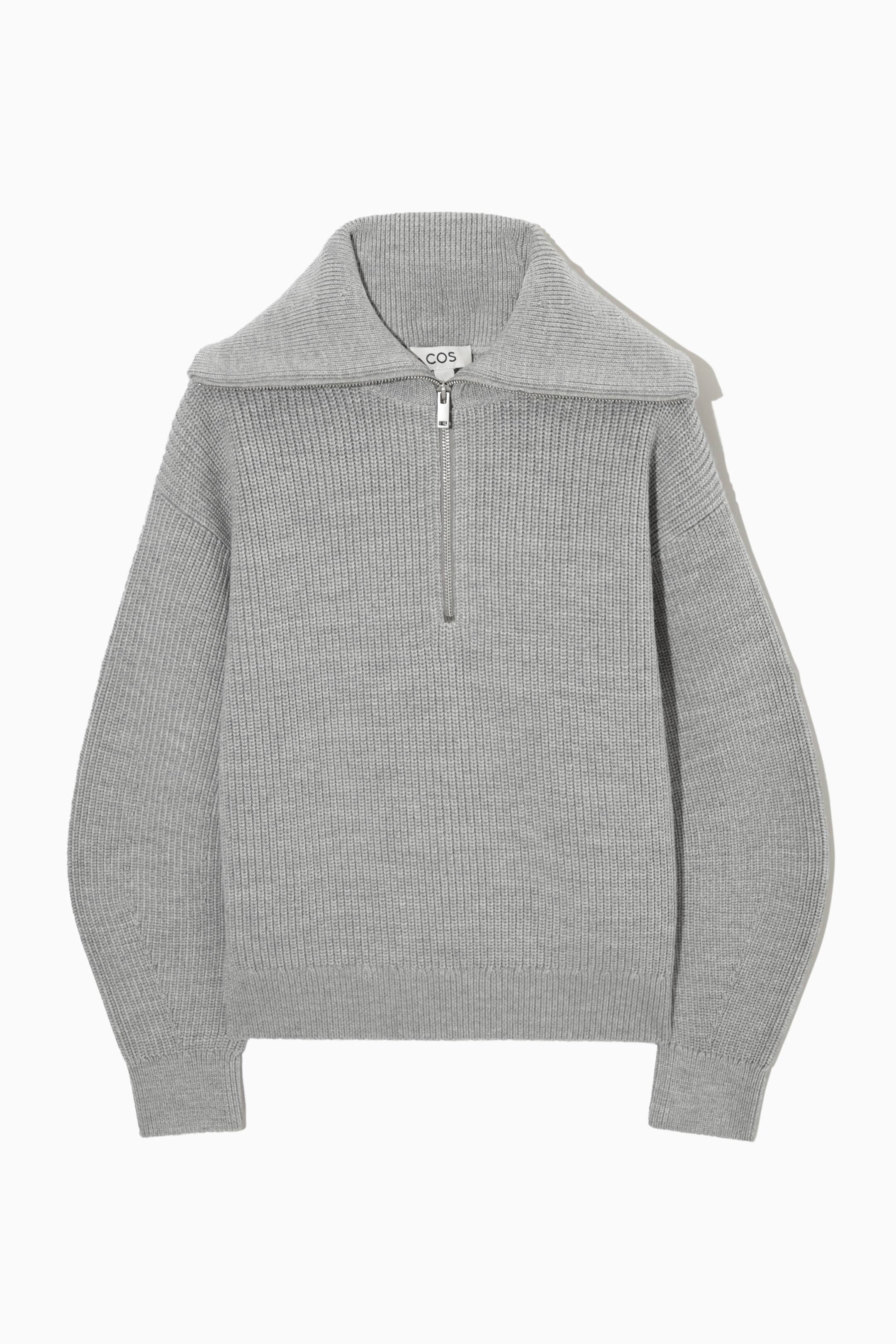 View larger image: WOOL AND COTTON HALF-ZIP JUMPER - LIGHT GREY - Ladies | H&M GB 1