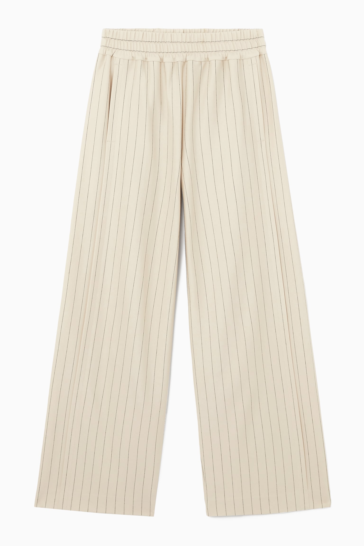PINSTRIPED STRAIGHT-LEG TROUSERS - CREAM / PINSTRIPED