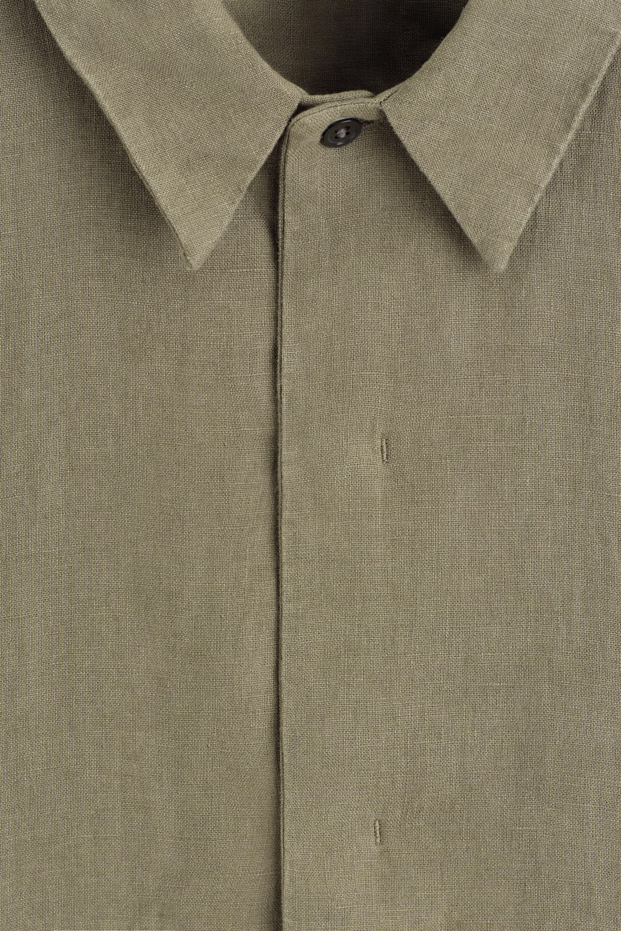 LINEN SHORT-SLEEVED SHIRT — KHAKI