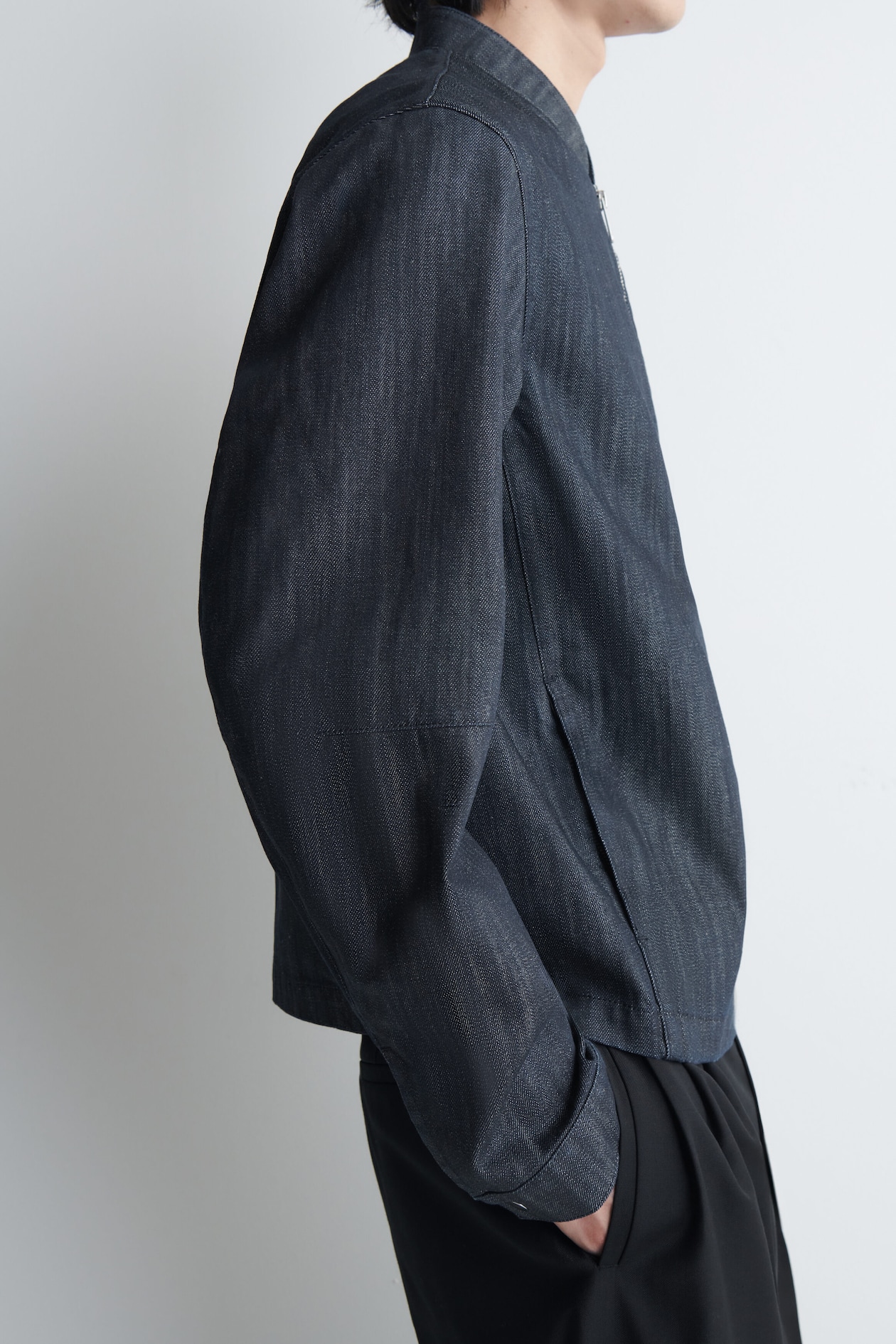 DENIM BOMBER JACKET — SLATE