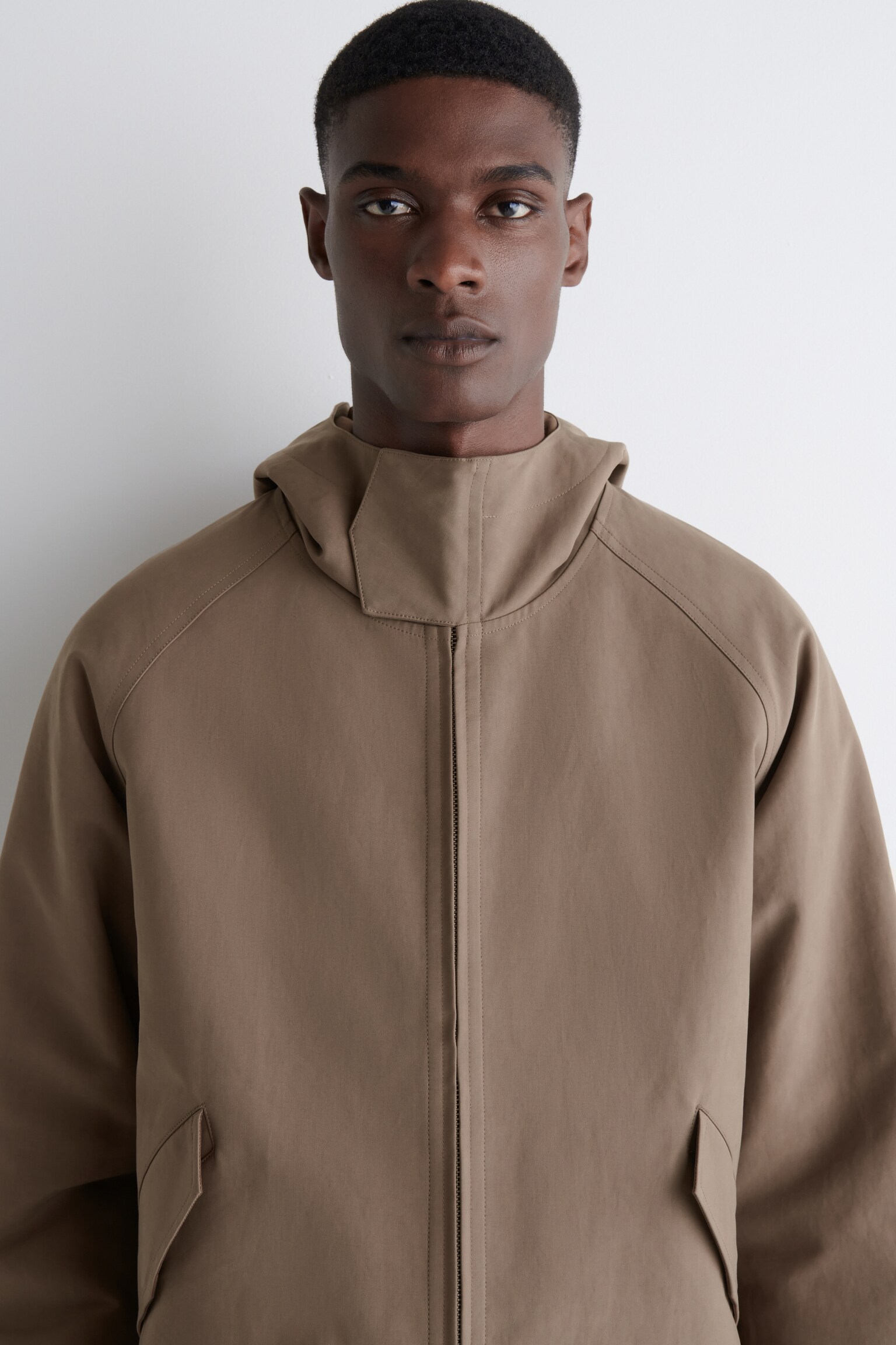 VESTE À CAPUCHE TECHNIQUE EN COTON - BRUN/VERT FONCÉ - 6