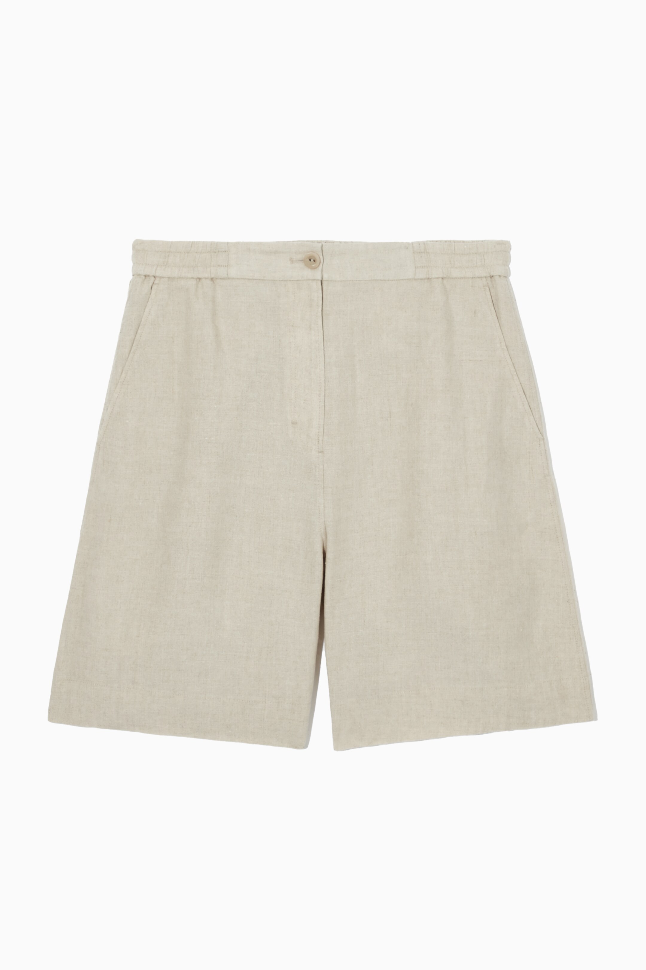 View larger image: ELASTICATED LINEN SHORTS - LIGHT BEIGE - Ladies | H&M GB 1