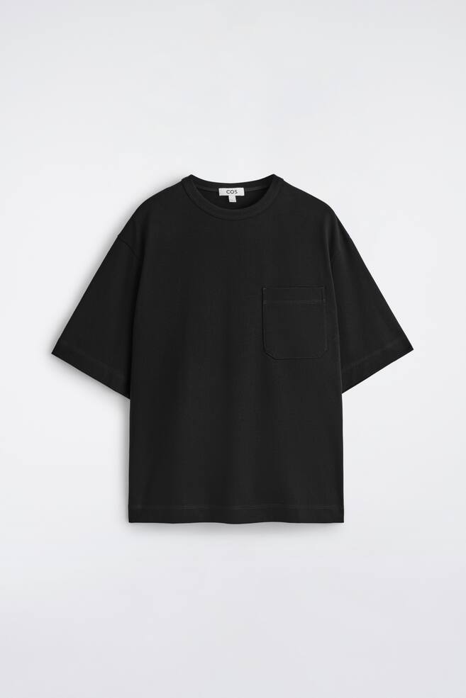 T-shirt com bolso oversize - PRETO/Azul / Branco / às riscas/BRANCO/Verde escuro/Cáqui / Preto / Listrado - 1