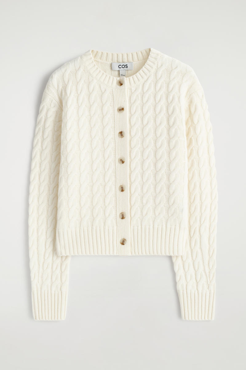 Cable-Knit Merino Wool Cardigan