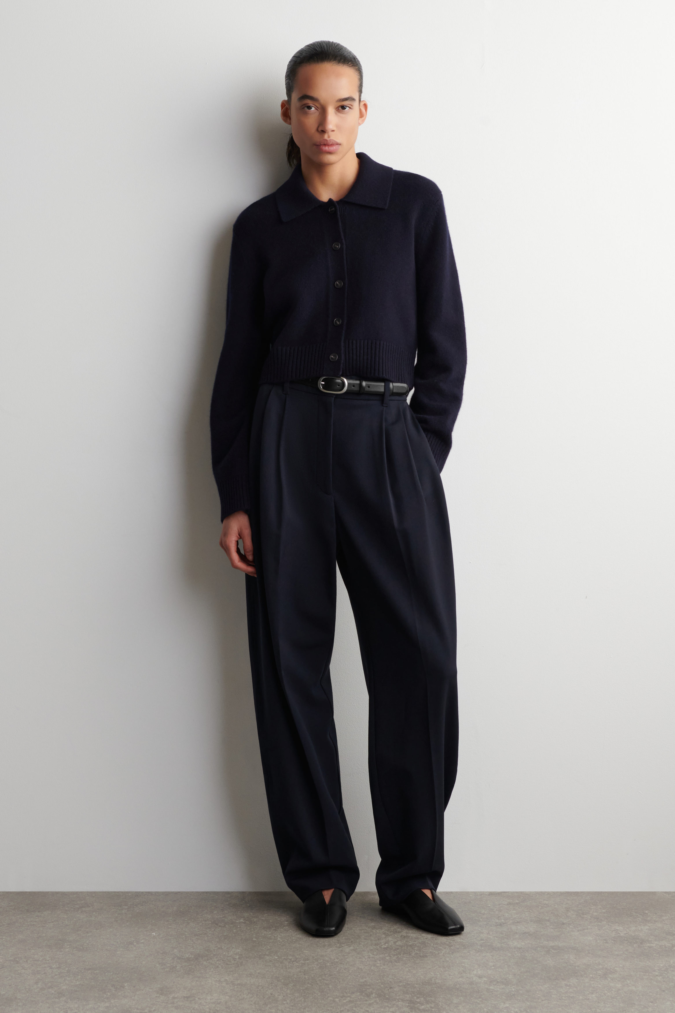 COS Collared Wool-Bouclé Cardigan ライトブルー cos-collared-wool-boucle-