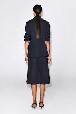 TAILORED SPLIT-HEM WOOL MIDI SKIRT — MIDNIGHT 5