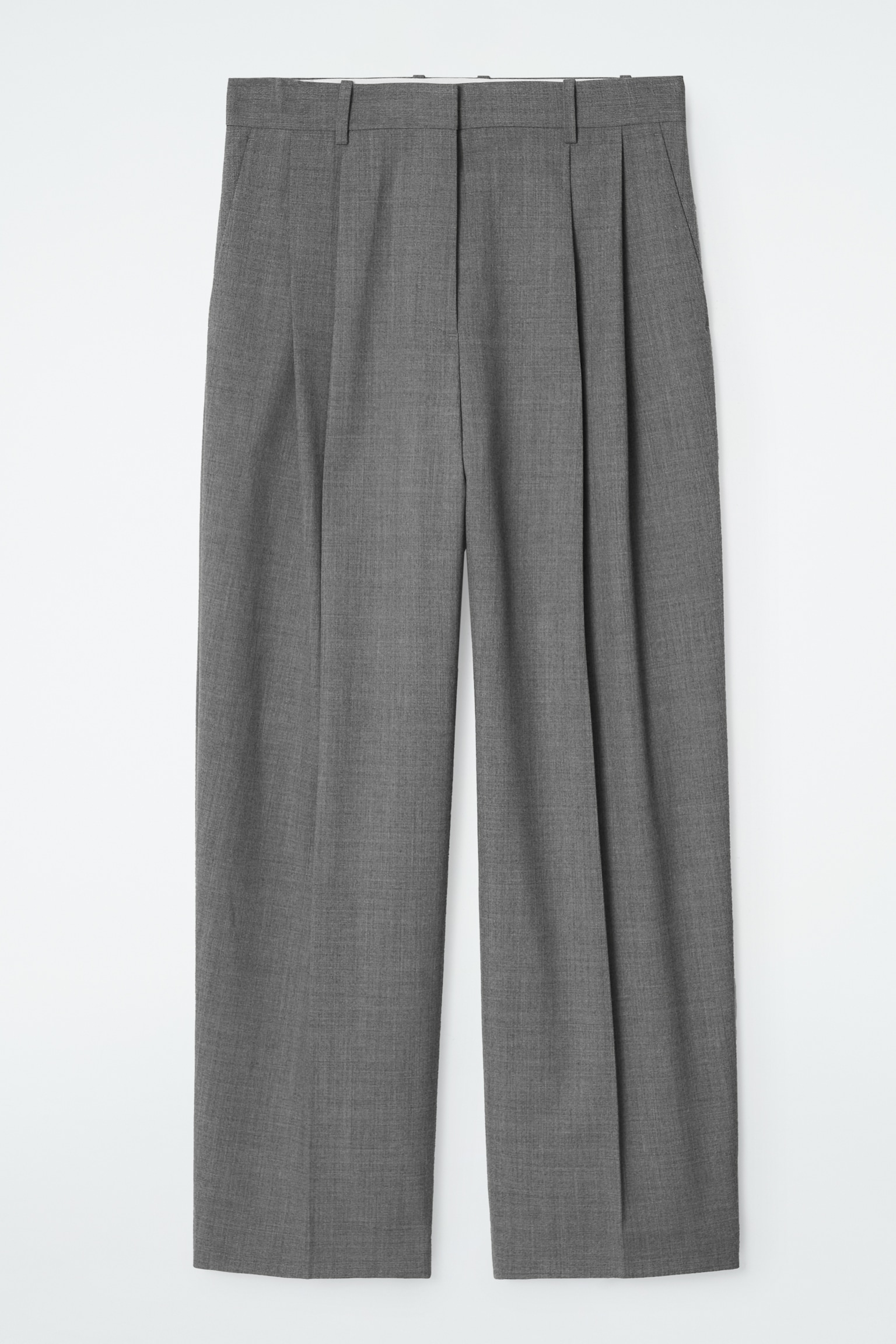 RELAXED TWILL WIDE-LEG TROUSERS - GREY/DARK BROWN/BLACK/BLUE/MOLE/PINK - 2