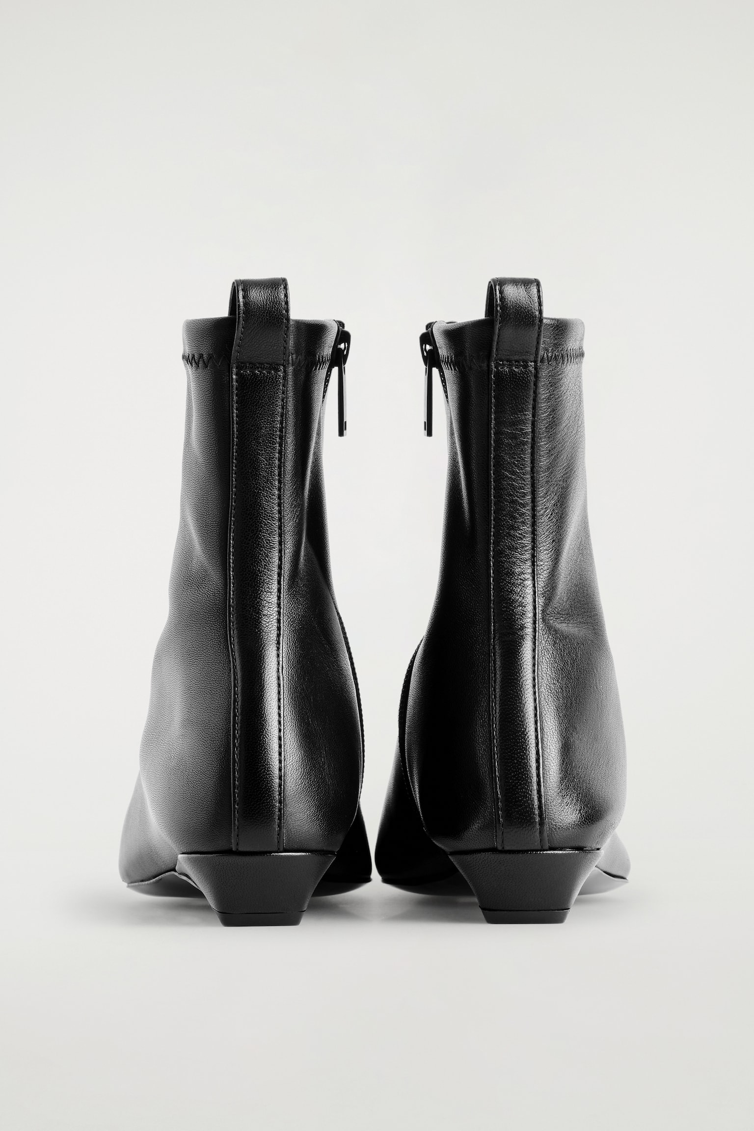 BOTTINES CHAUSSETTES POINTUES EN CUIR - NOIR - 6