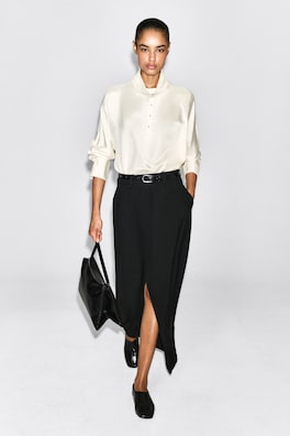 PLEATED TAILORED MAXI SKIRT — BLACK 1