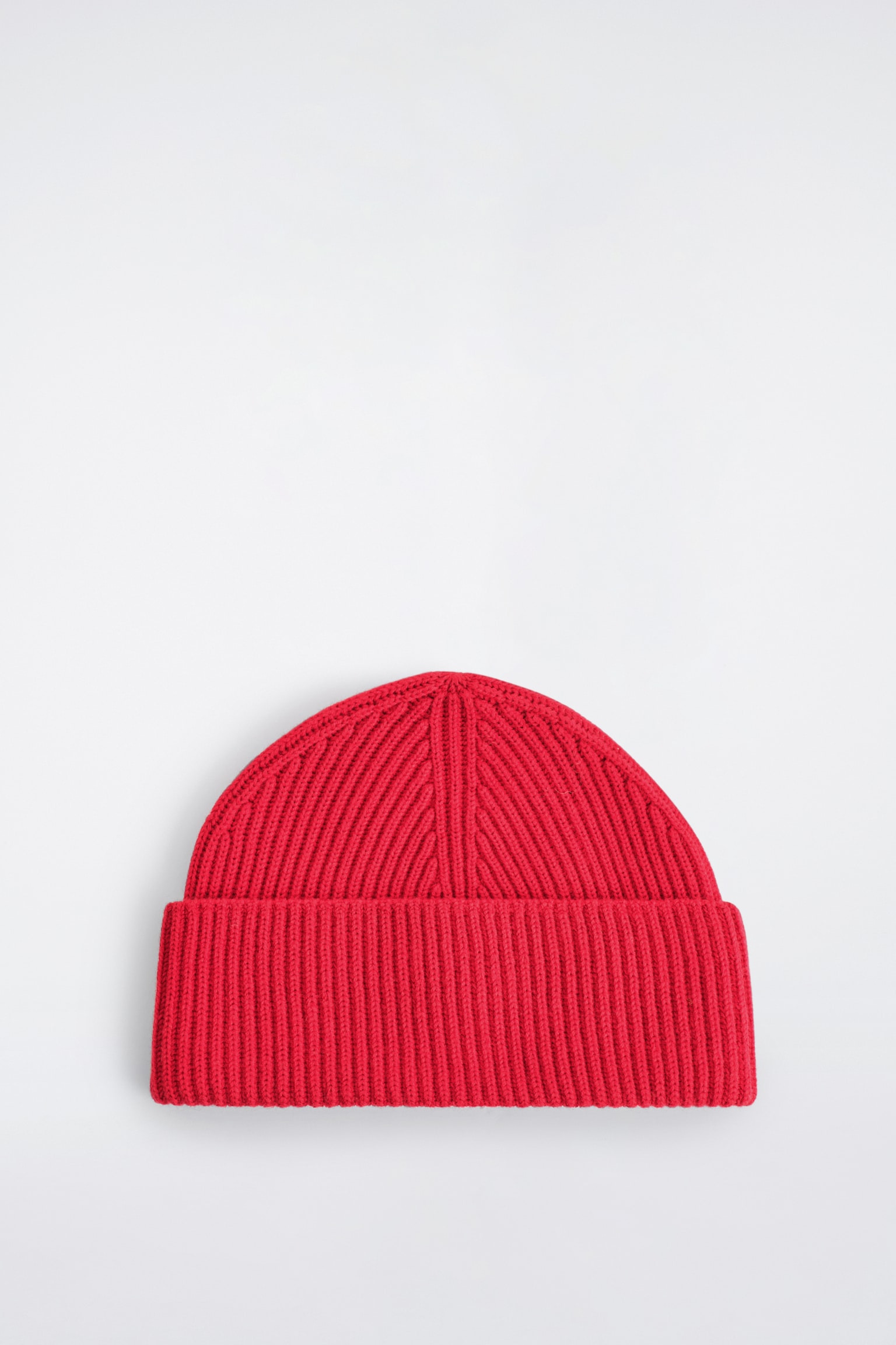 RIBBED WOOL BEANIE - RED/GREY/NAVY - 2