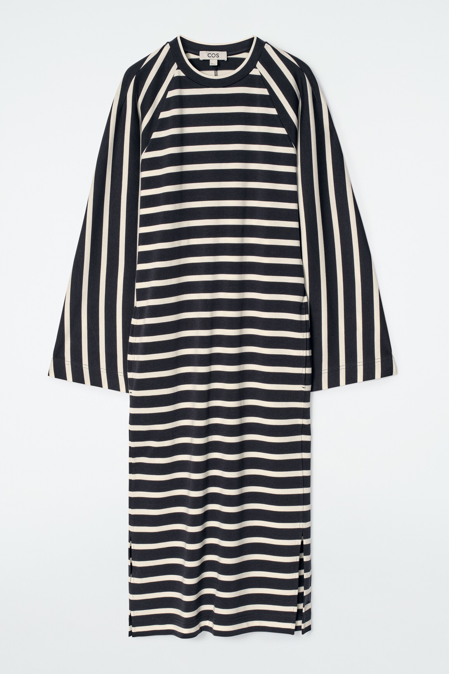 ABITO MIDI A COLONNA IN JERSEY - BLU NAVY / RIGHE/NERO - 2