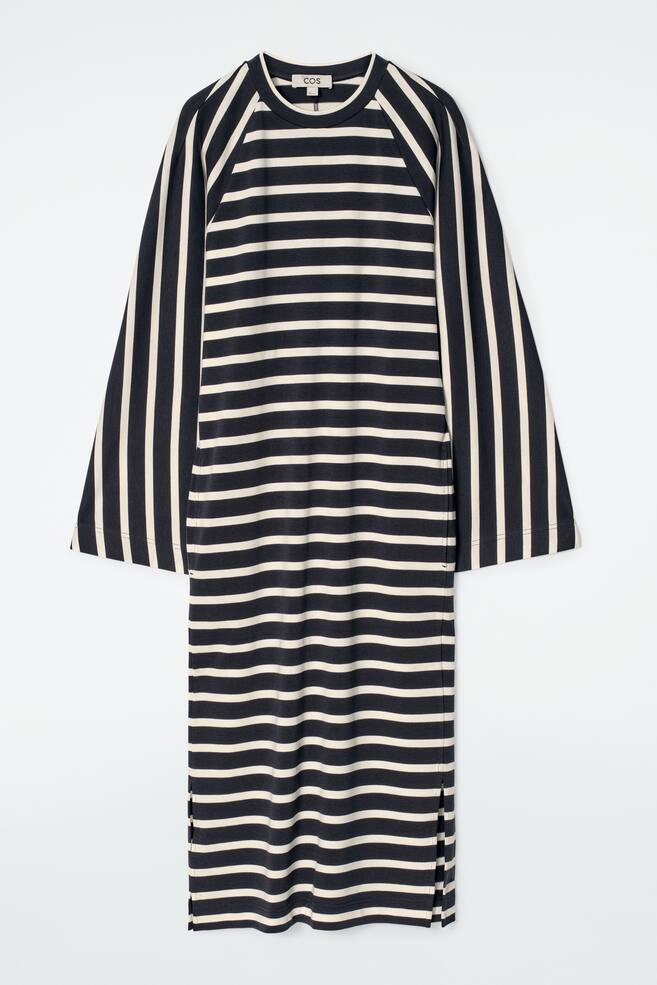 COLUMN DRESS AUS JERSEY IN MIDILÄNGE - NAVYBLAU/GESTREIFT - 1
