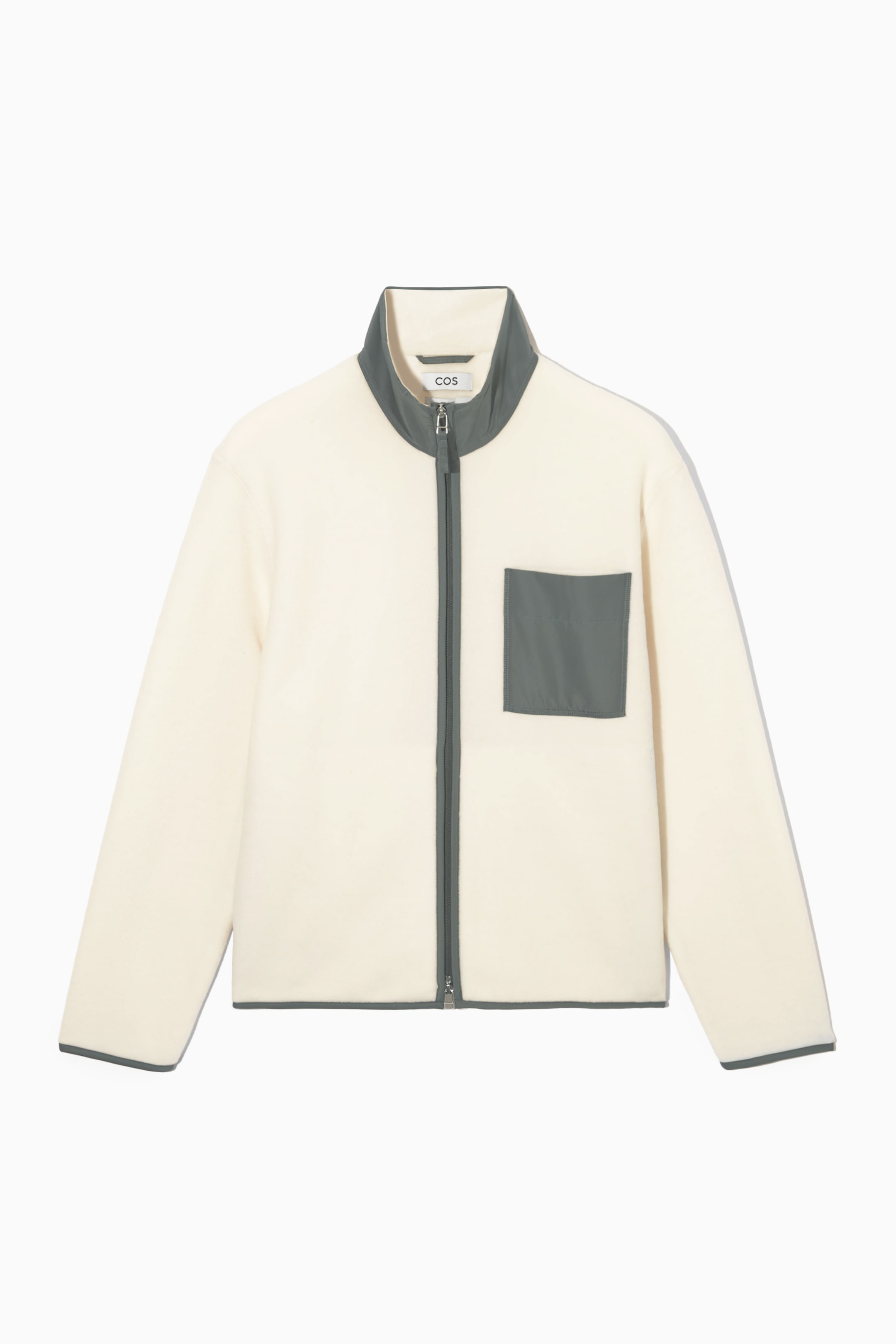 Grotere afbeelding bekijken: RELAXED-FIT RIPSTOP-TRIMMED FLEECE JACKET - CREAM / GREY - HEREN | H&M NL 1