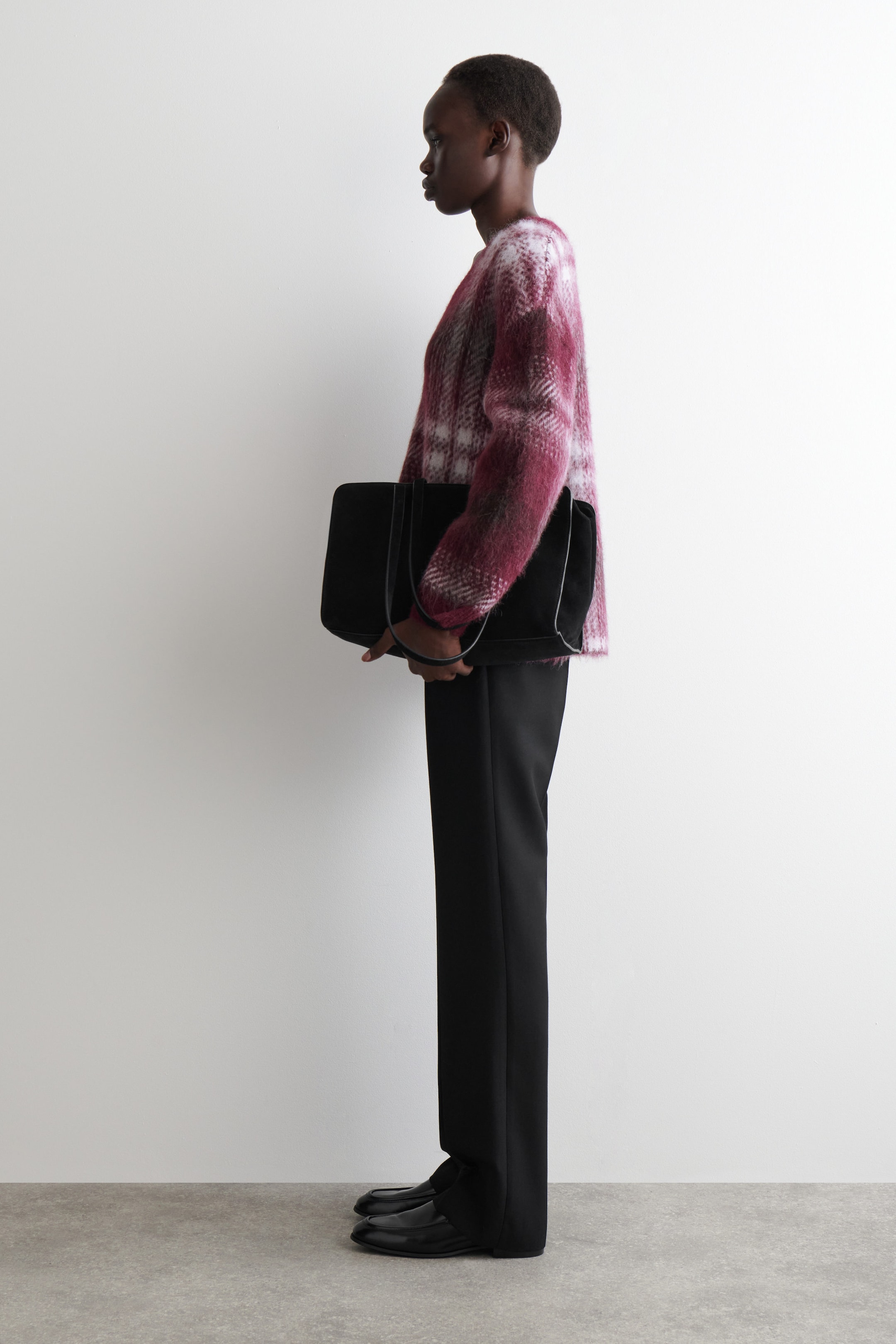 CHECKED ALPACA-BLEND SWEATER