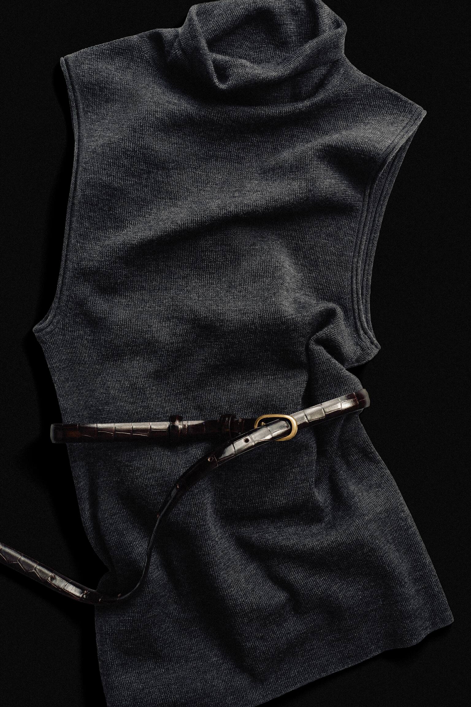 TOP A COLLO ALTO IN LANA MERINO SENZA CUCITURE - ANTRACITE MÉLANGE - 3