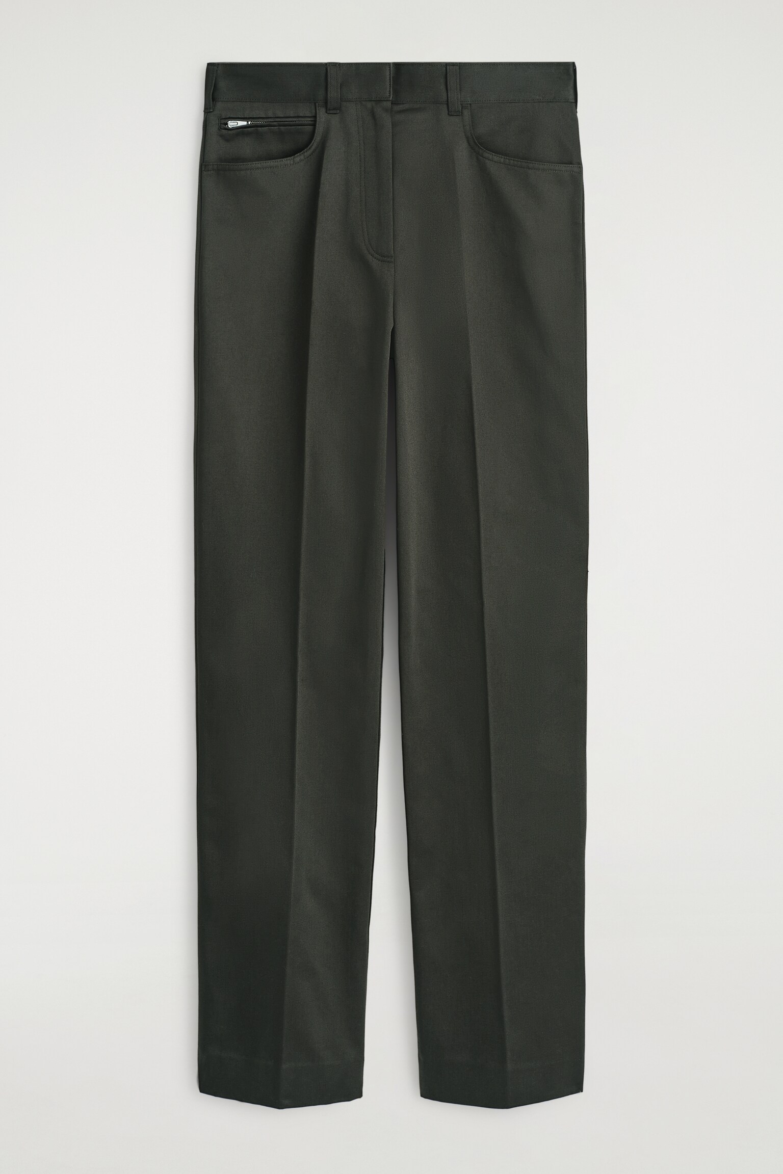 PANTALON DROIT EN SATIN - KAKI - 2