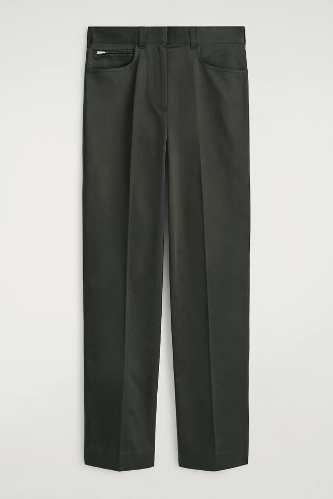 HOSE AUS SATIN MIT GERADEM BEIN - KHAKI - 1