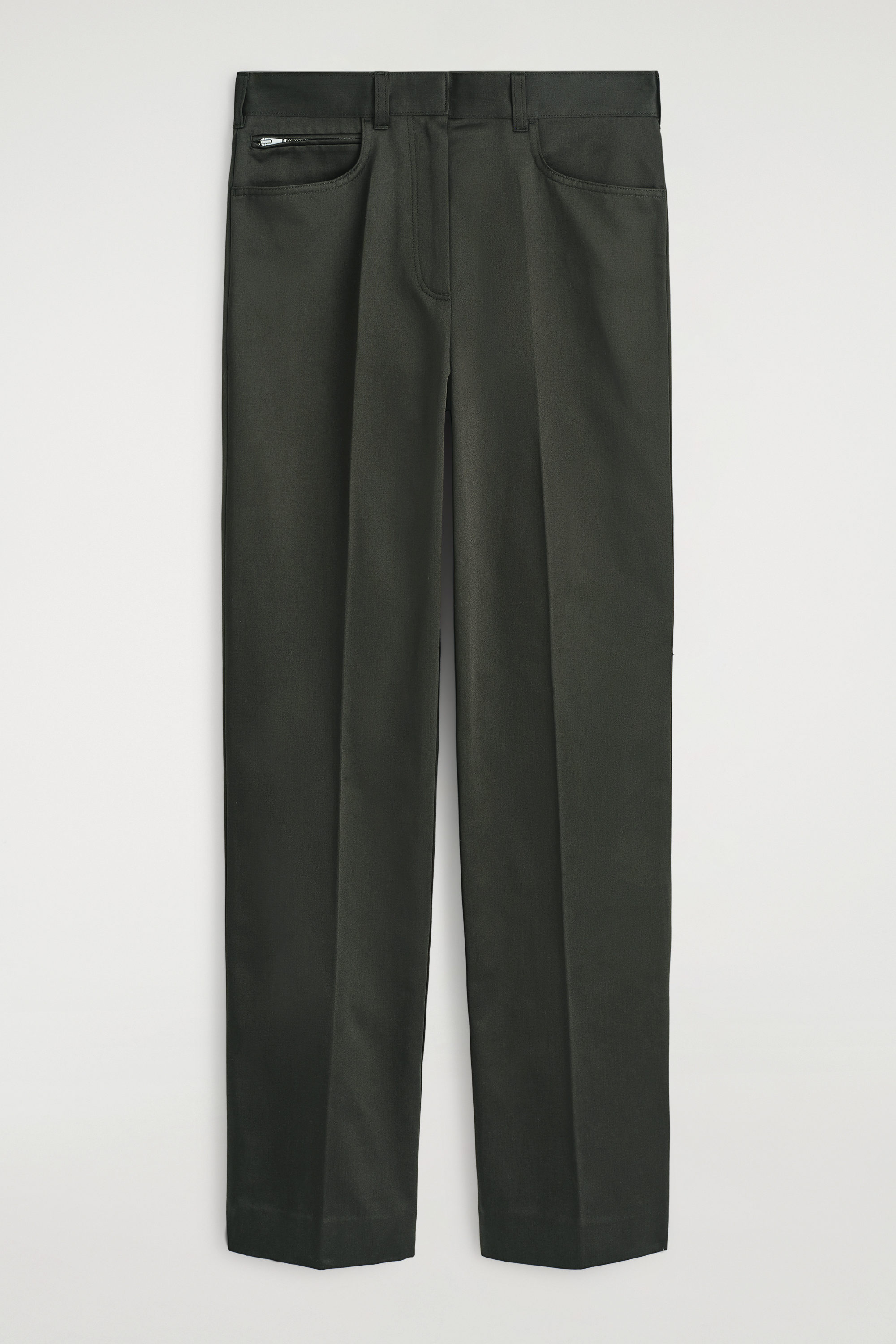 SATEEN STRAIGHT-LEG PANTS - KHAKI | COS