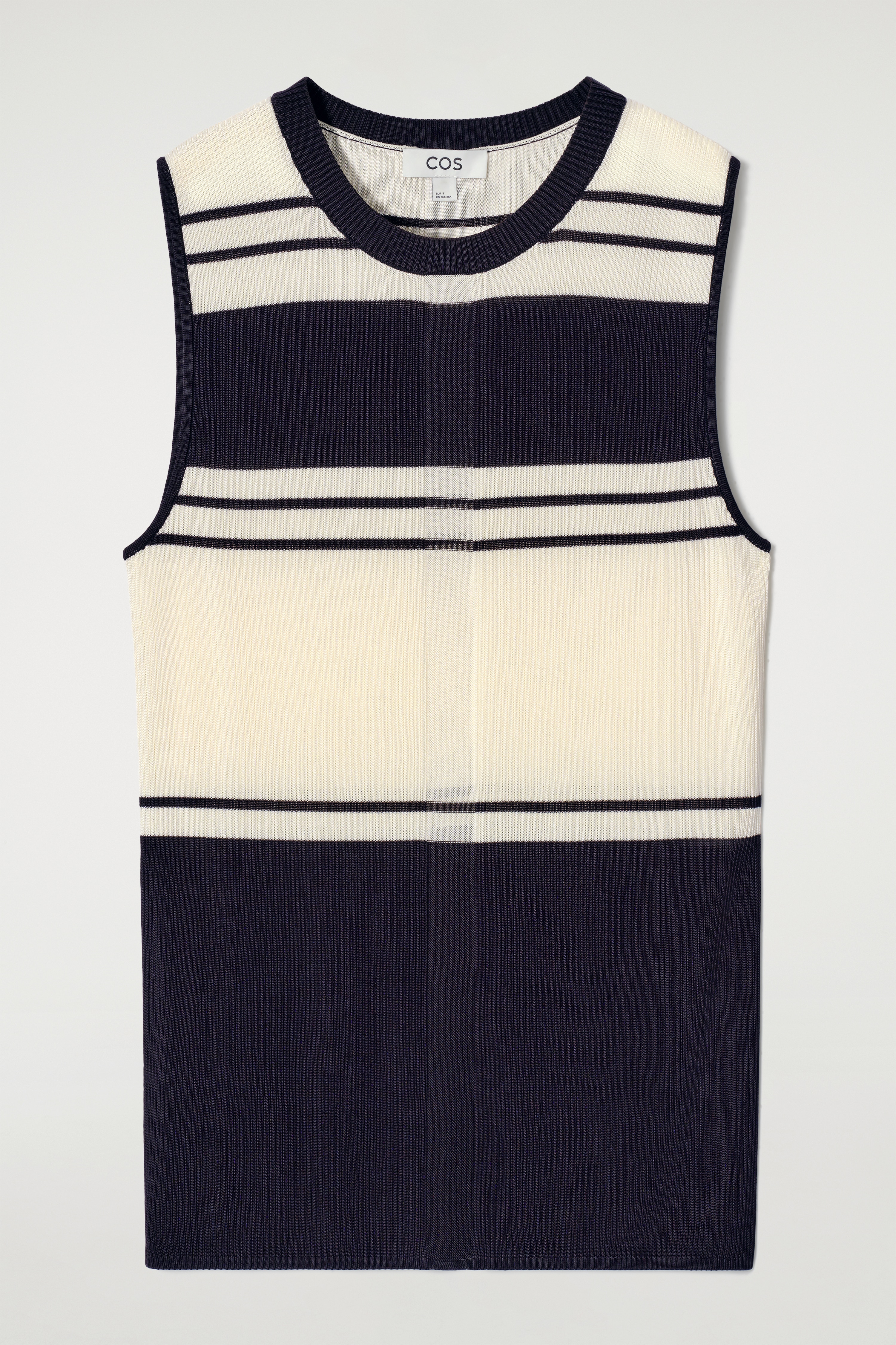 RIBBED-KNIT TANK TOP - NAVY / IVORY / STRIPED/ECRU/ORANGE