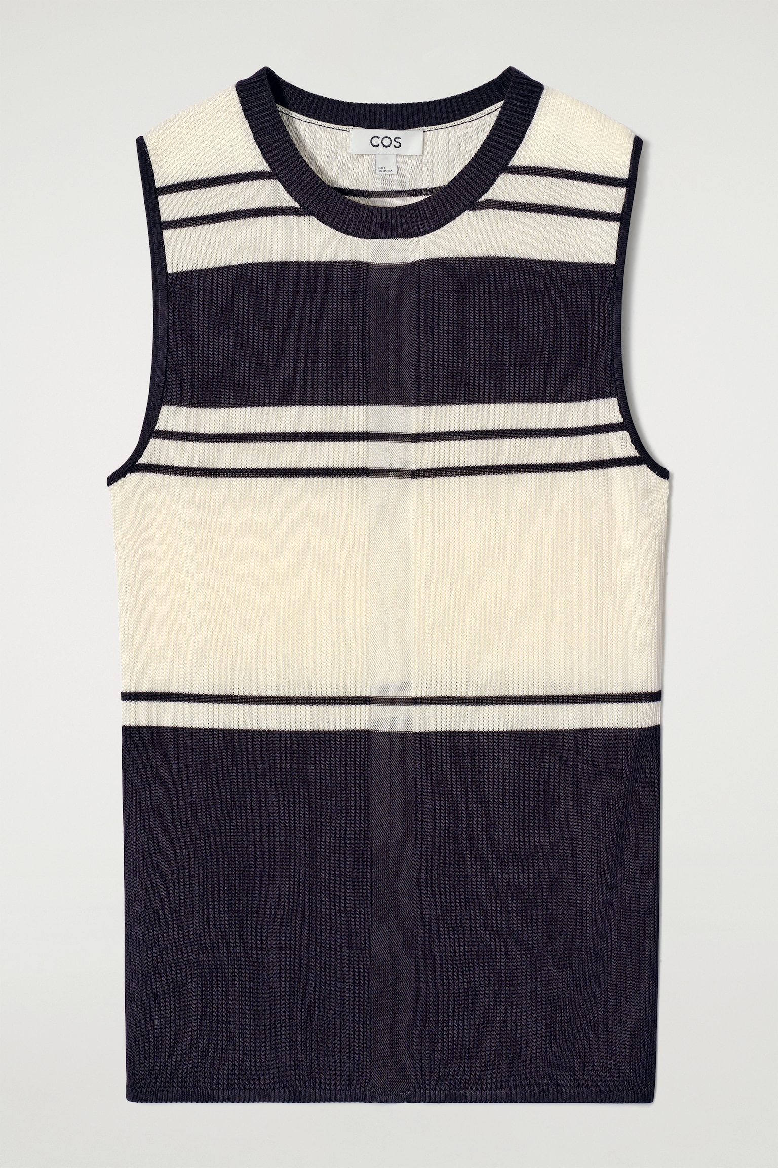 RIBBED-KNIT TANK TOP - NAVY / IVORY / STRIPED/ECRU/ORANGE - 2