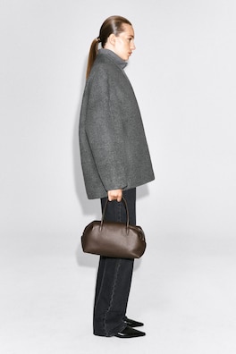 SCULPTED WOOL-BLEND ZIP-UP JACKET — GRAY 4