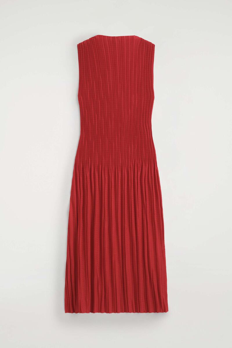 Pleated Jacquard Sleeveless Maxi Dress