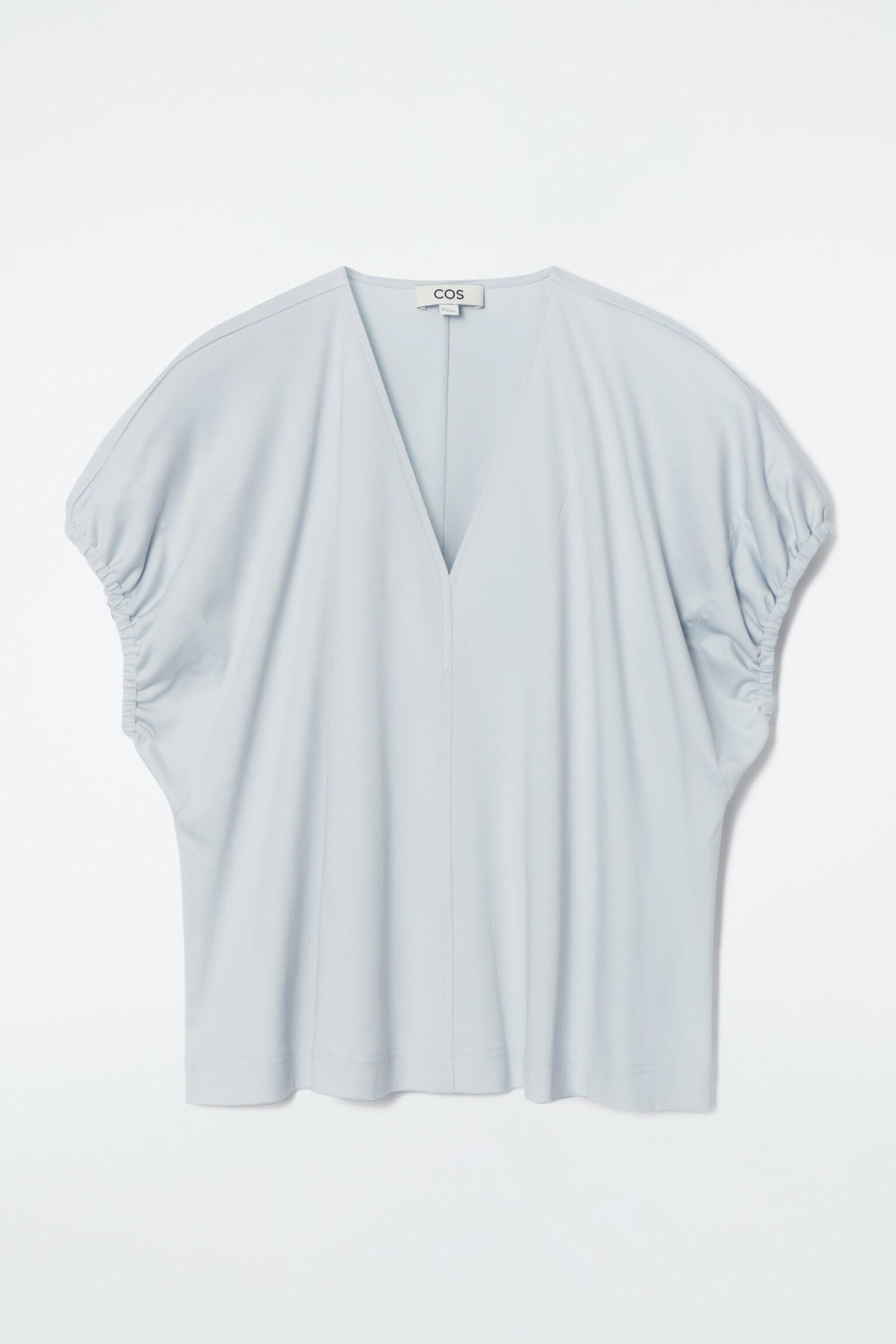 GERAFFTE BLUSE AUS BAUMWOLLE - HELLBLAU - 1