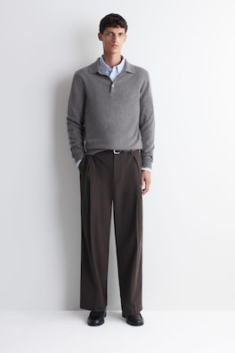 PURE CASHMERE POLO SWEATER — GRAY MÉLANGE 2