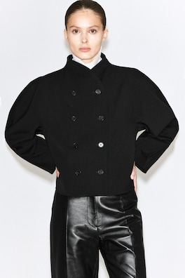 SCULPTED STAND-COLLAR JACKET — BLACK 6