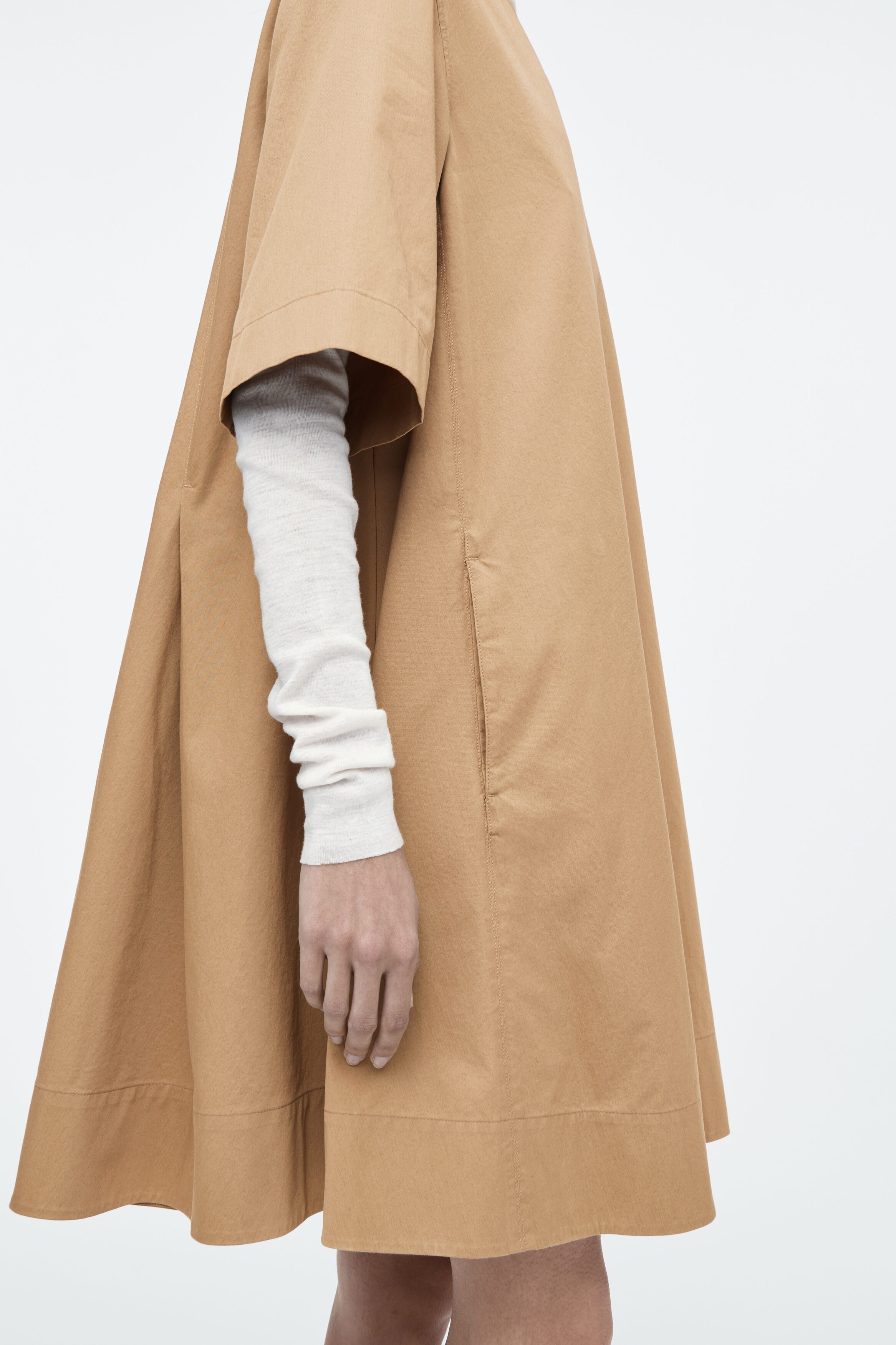 PLEATED COTTON MINI DRESS - BEIGE | COS