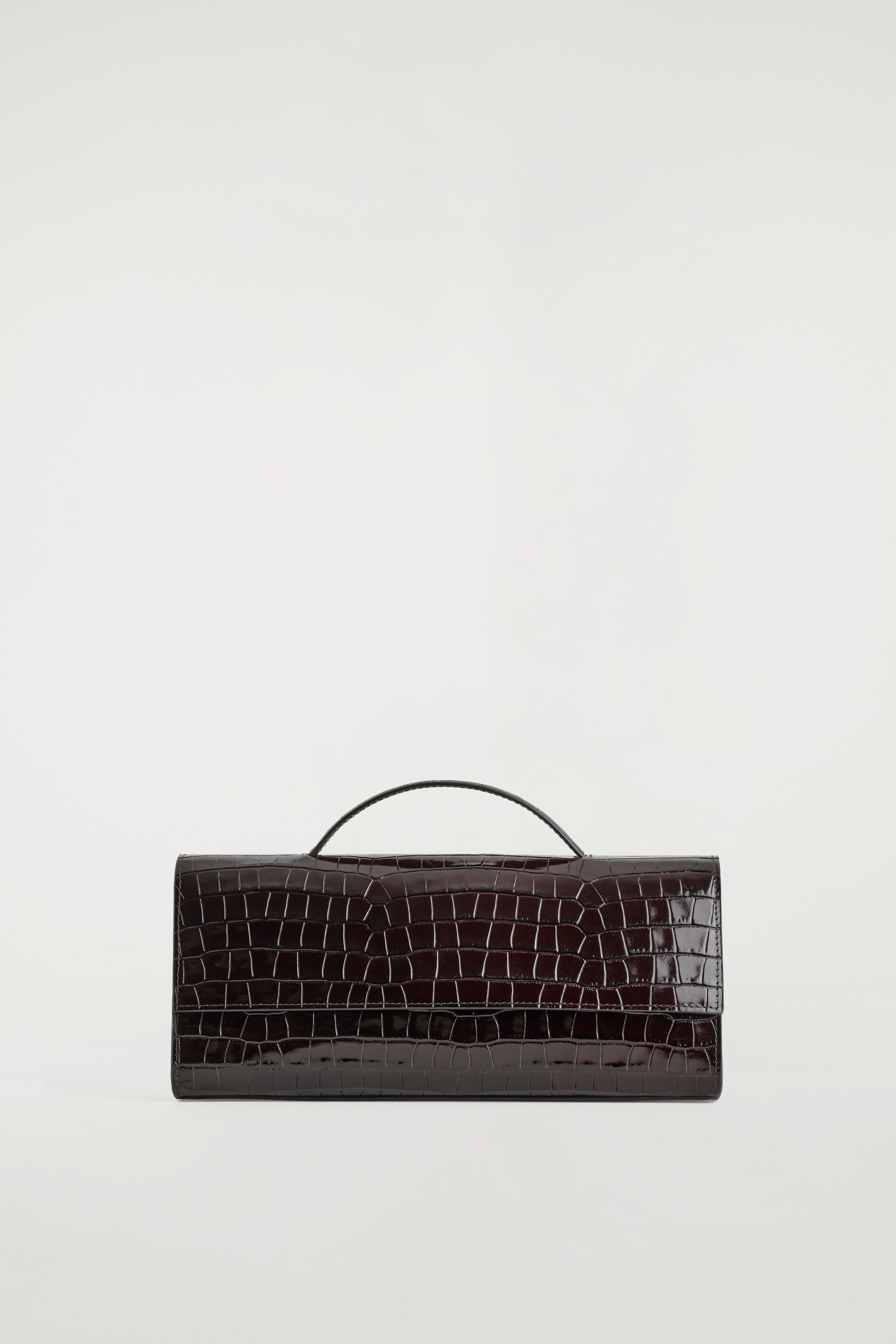 POCHETTE GALLERY - CUIR EFFET CROCO - BRUN