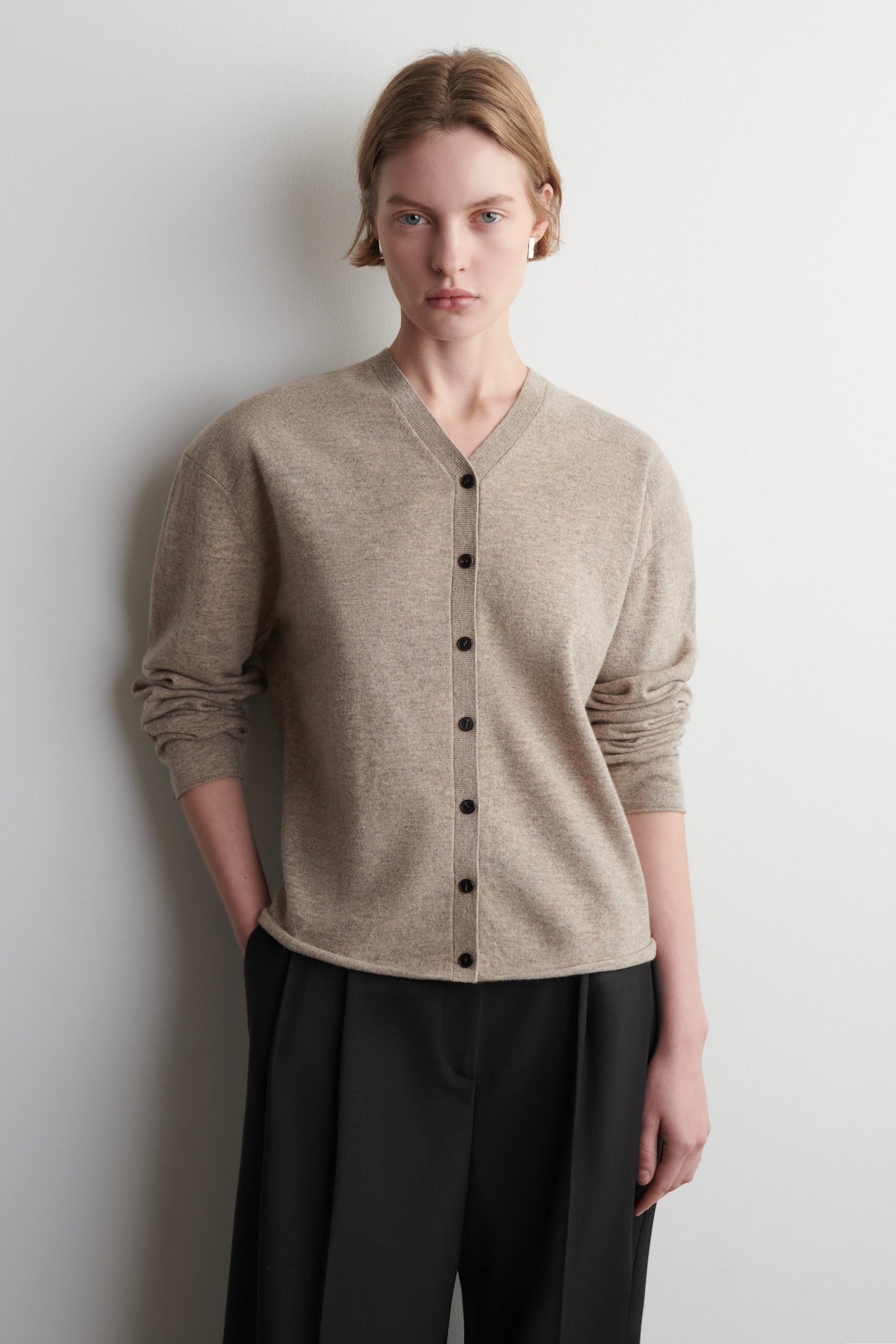 MERINO WOOL V-NECK CARDIGAN