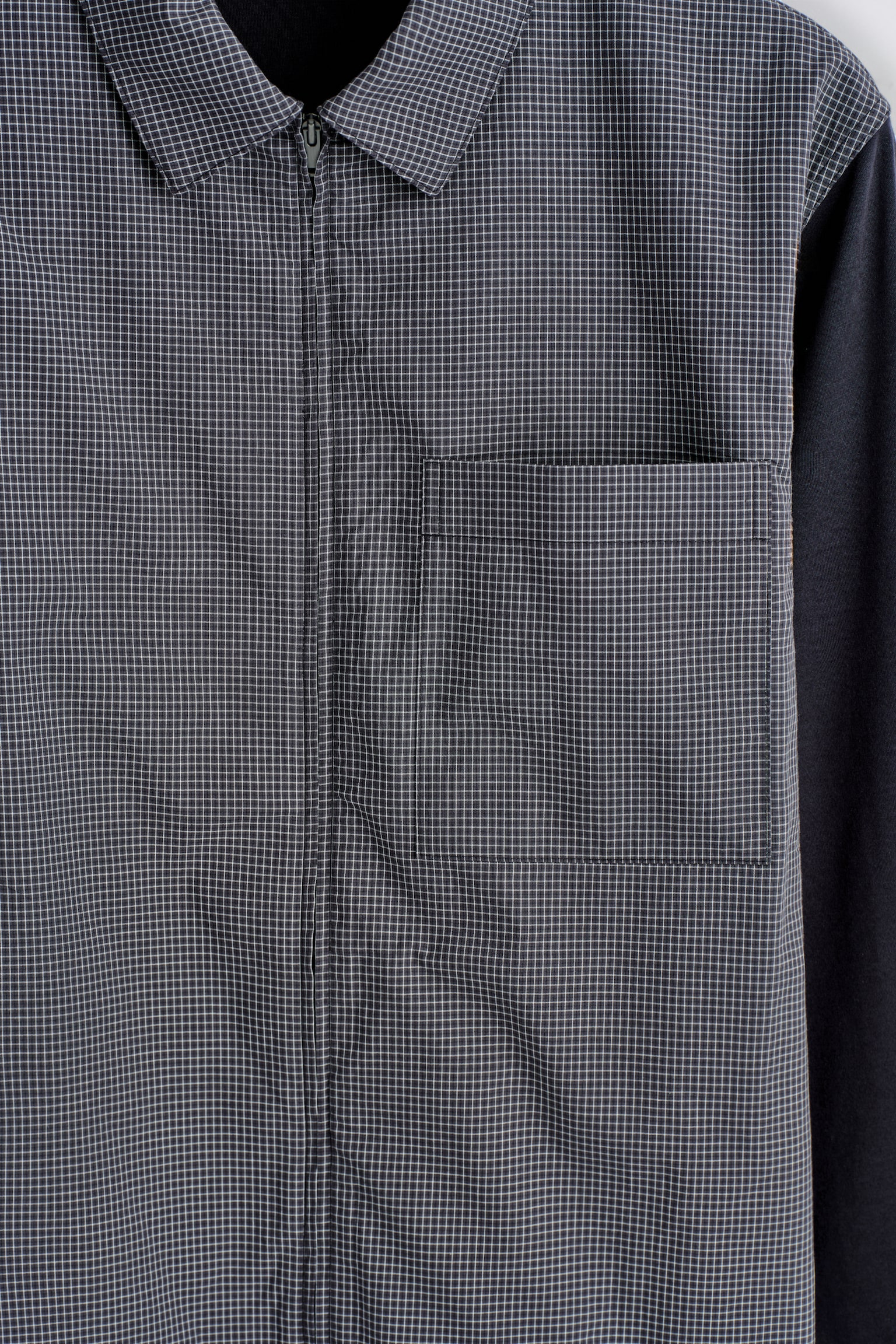 CHAQUETA HARRINGTON CON PANELES EN CONTRASTE - AZUL MARINO/A CUADROS - 4