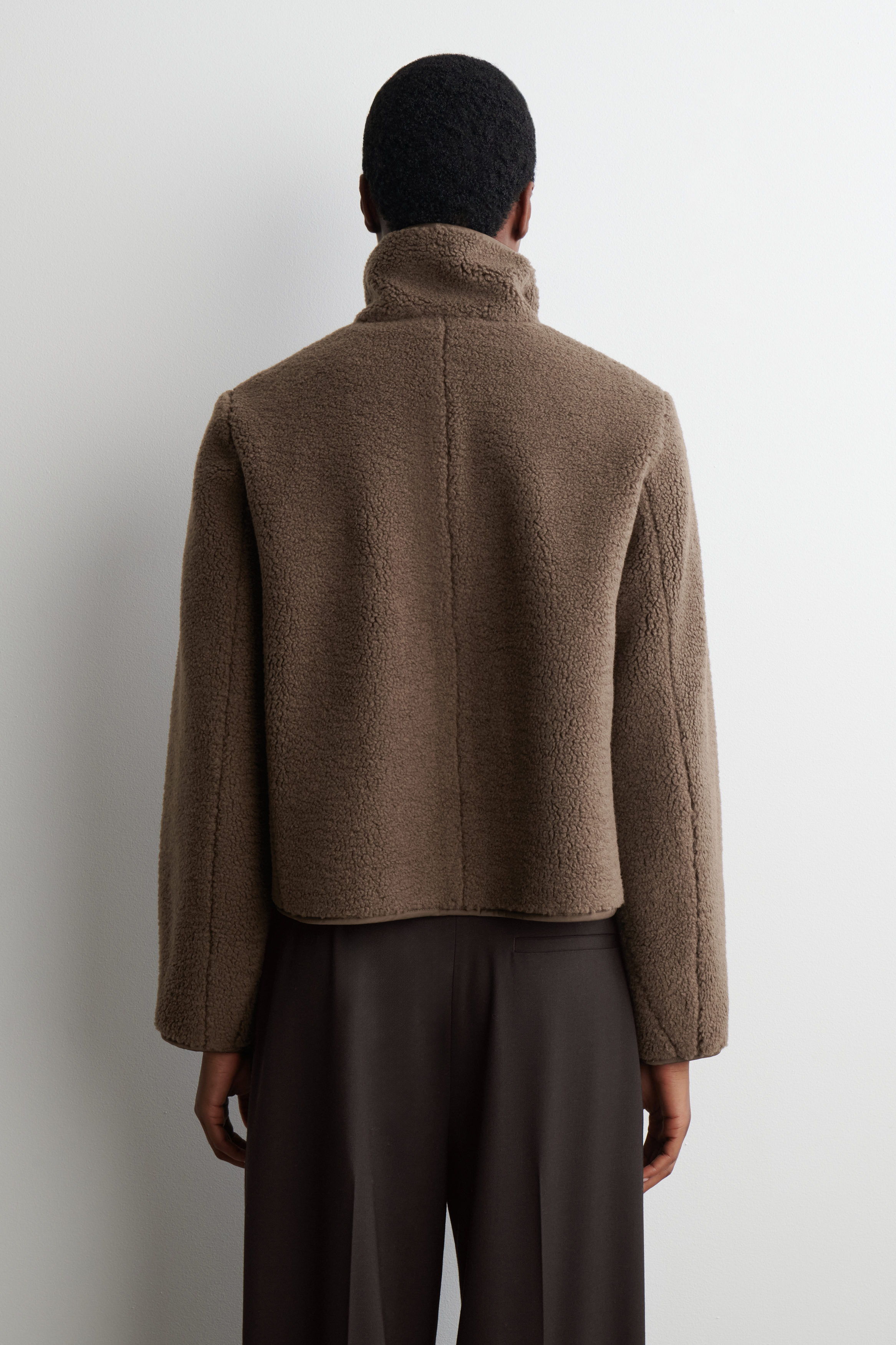 MOCK-NECK TEDDY JACKET - BROWN | COS US