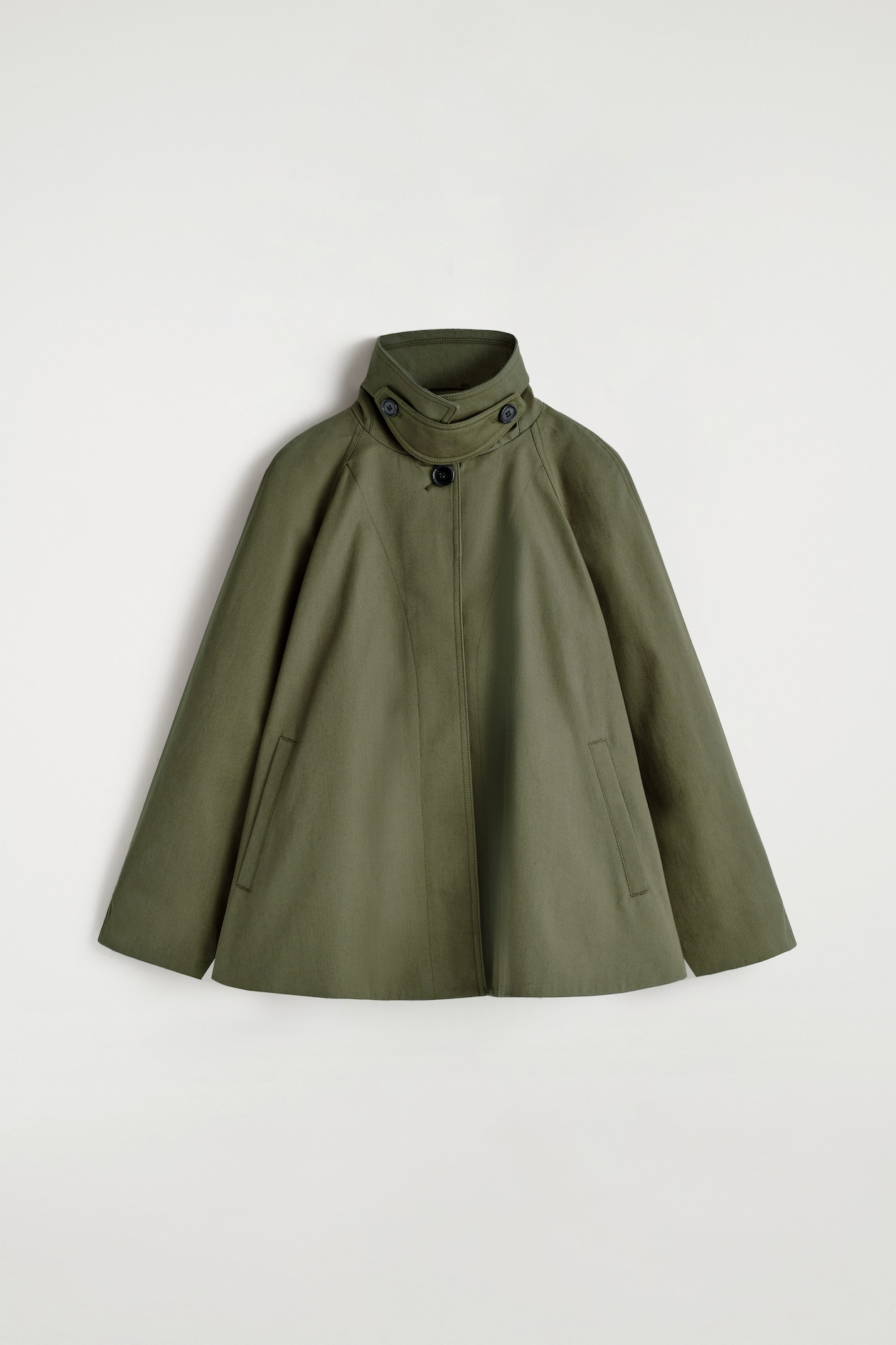 A-LINE COTTON-TWILL JACKET — KHAKI