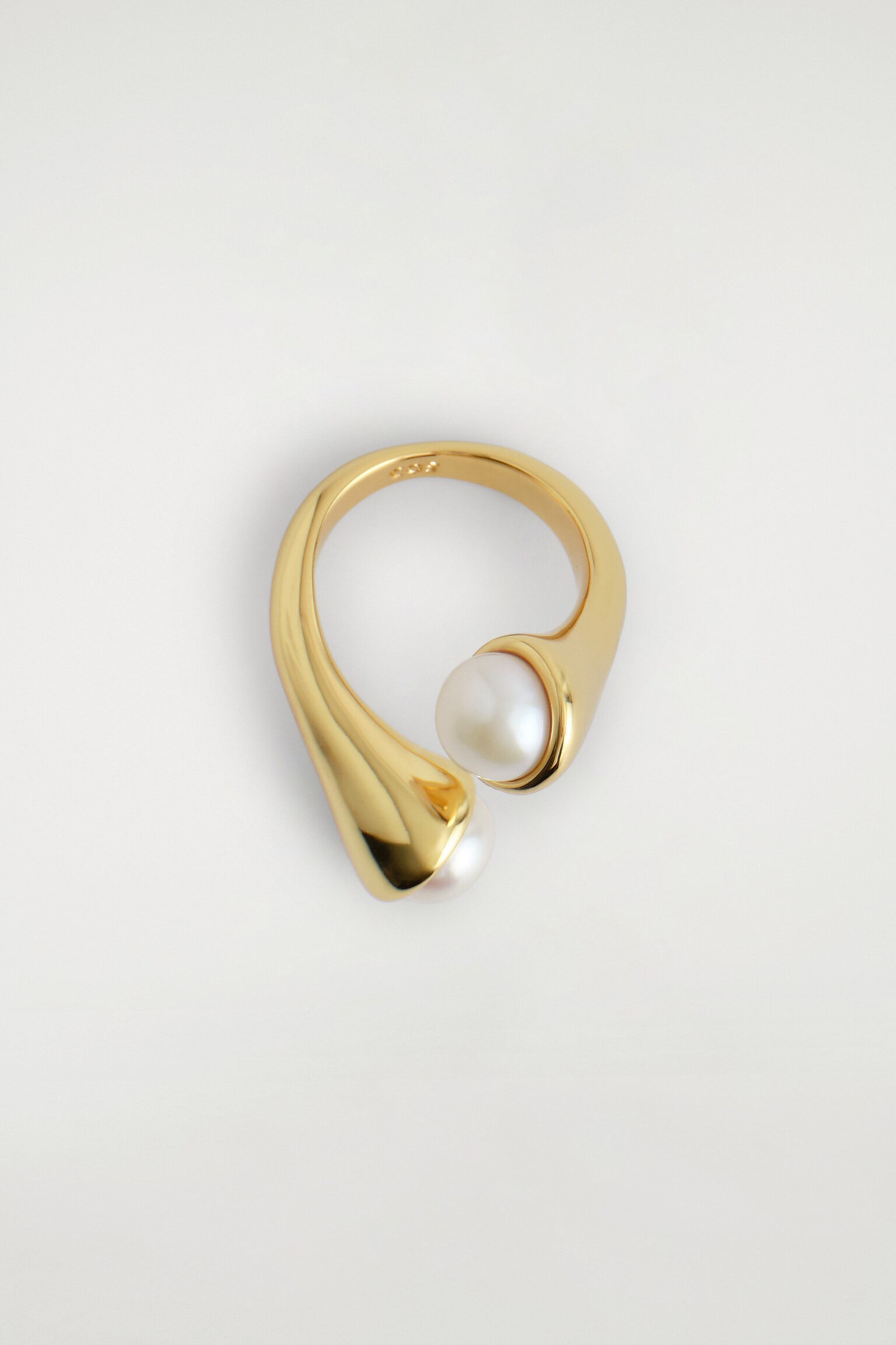 TWISTED FRESHWATER PEARL RING - GOLD - 4