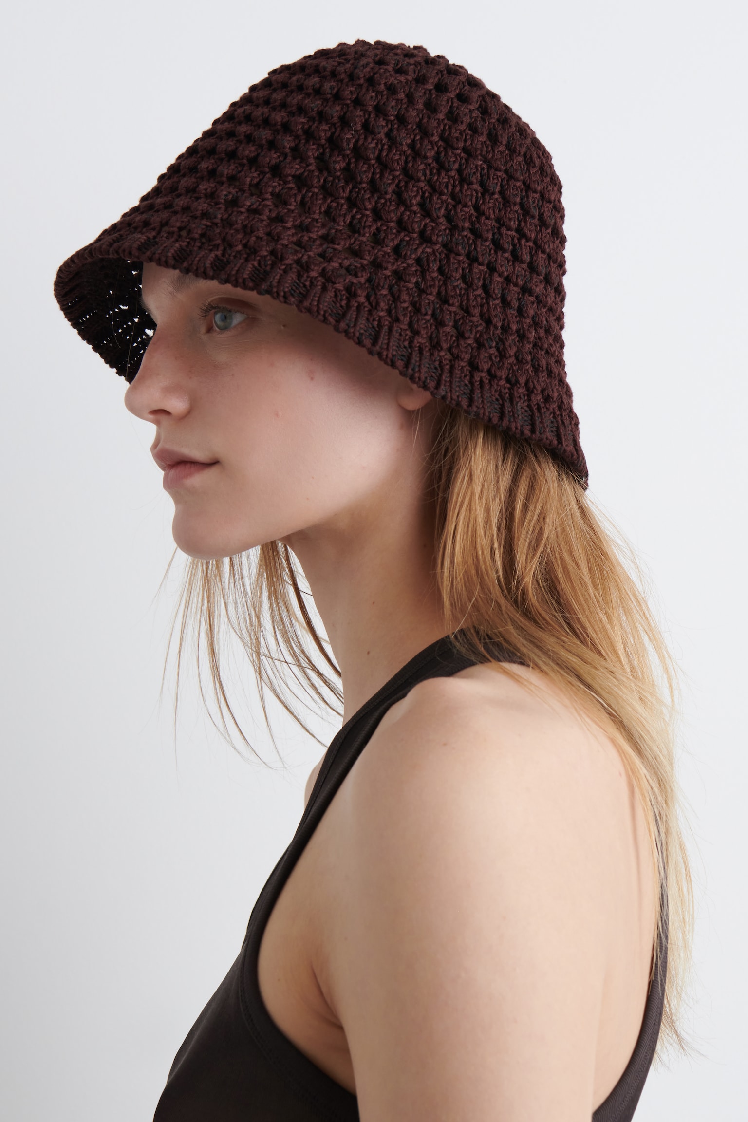 GORRO DE PESCADOR DE GANCHILLO - BURDEOS - 4