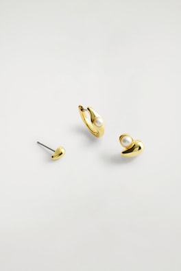 3-PACK MISMATCHED TEARDROP EARRINGS — GOLD 4