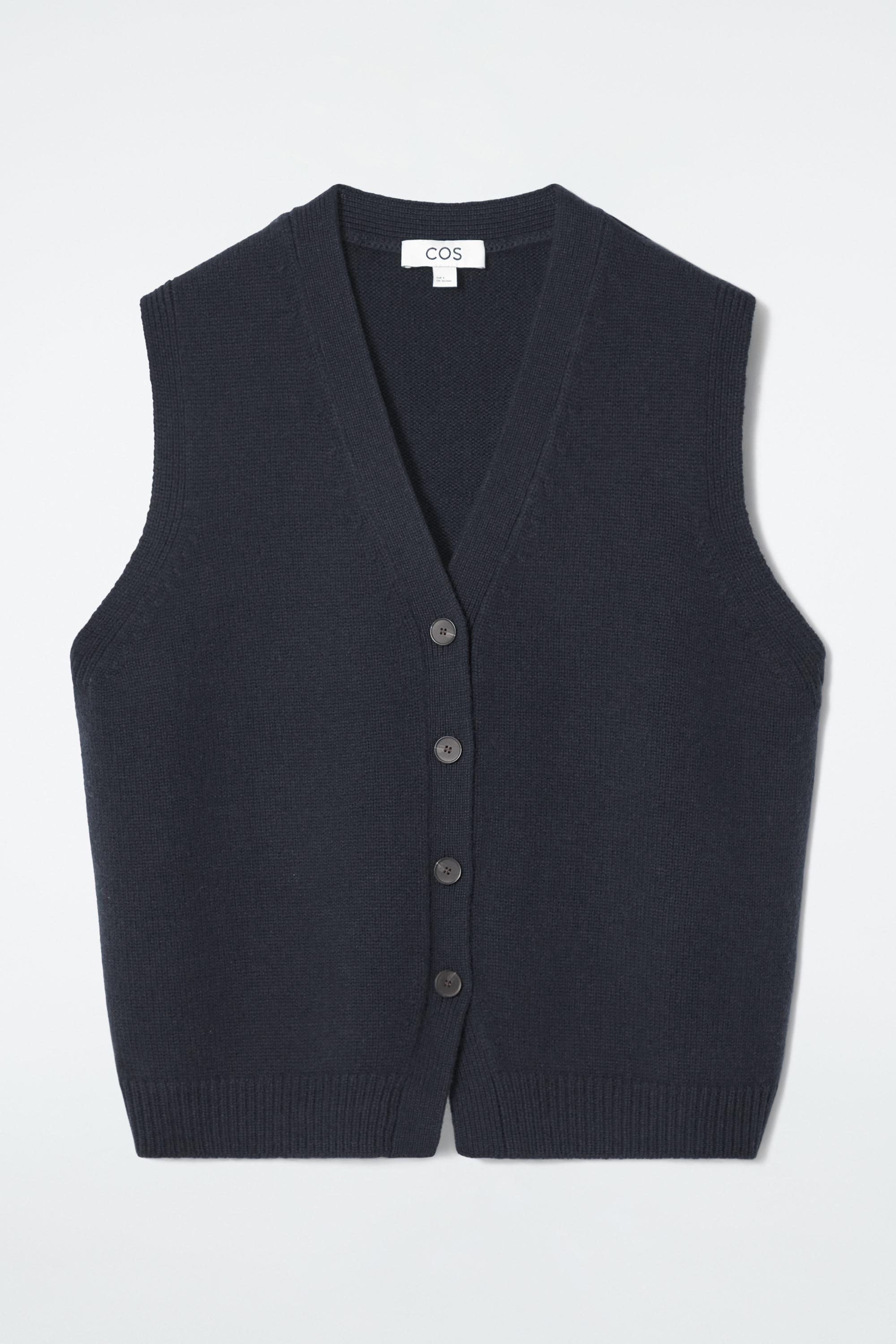 KNITTED CASHMERE-BLEND VEST - NAVY | COS DE