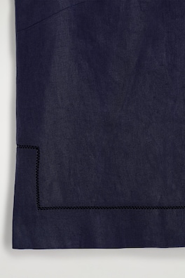 EMBROIDERED-DETAIL LINEN WAISTCOAT — NAVY 6