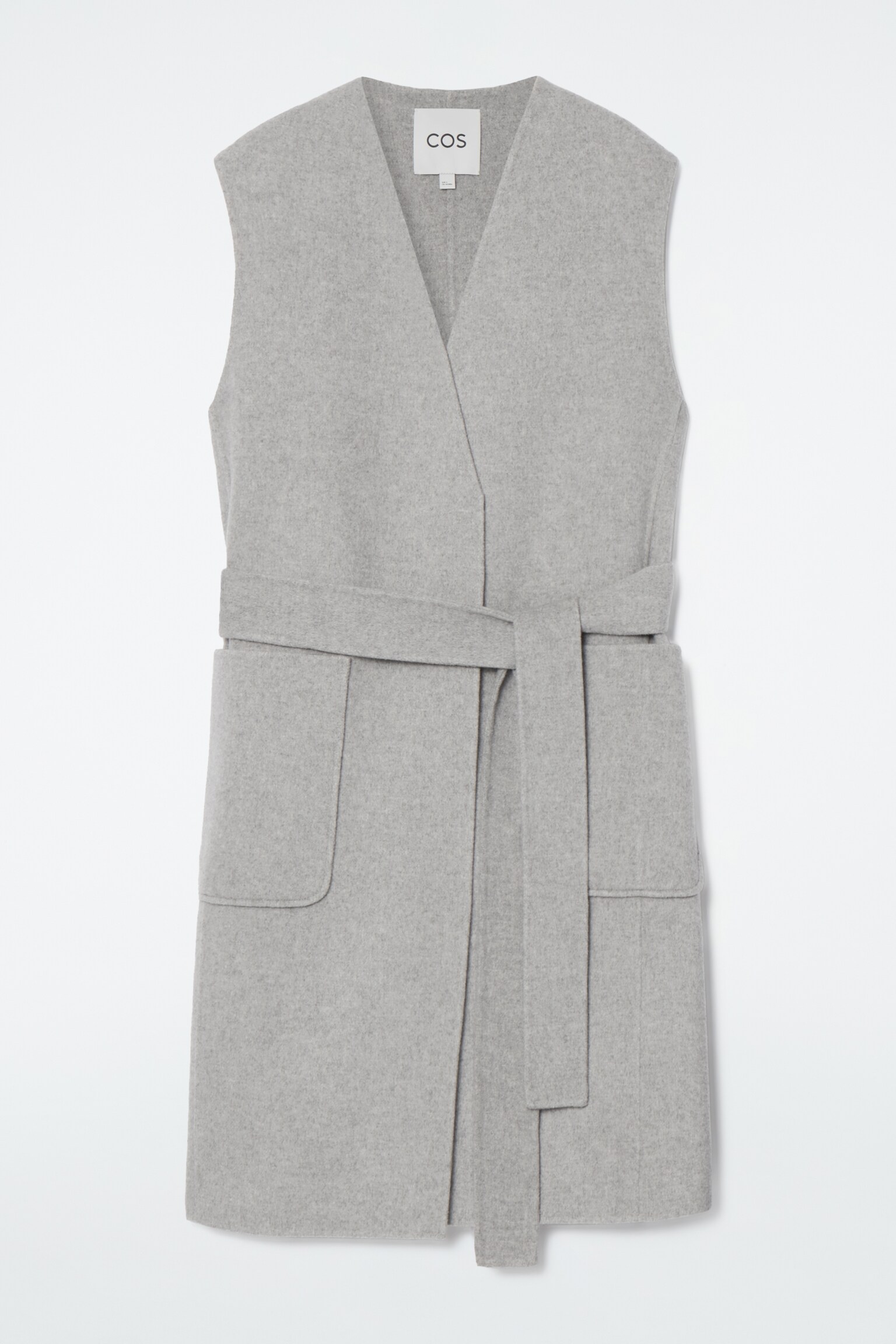 LONGLINE DOUBLE-FACED WOOL WAISTCOAT - GREY