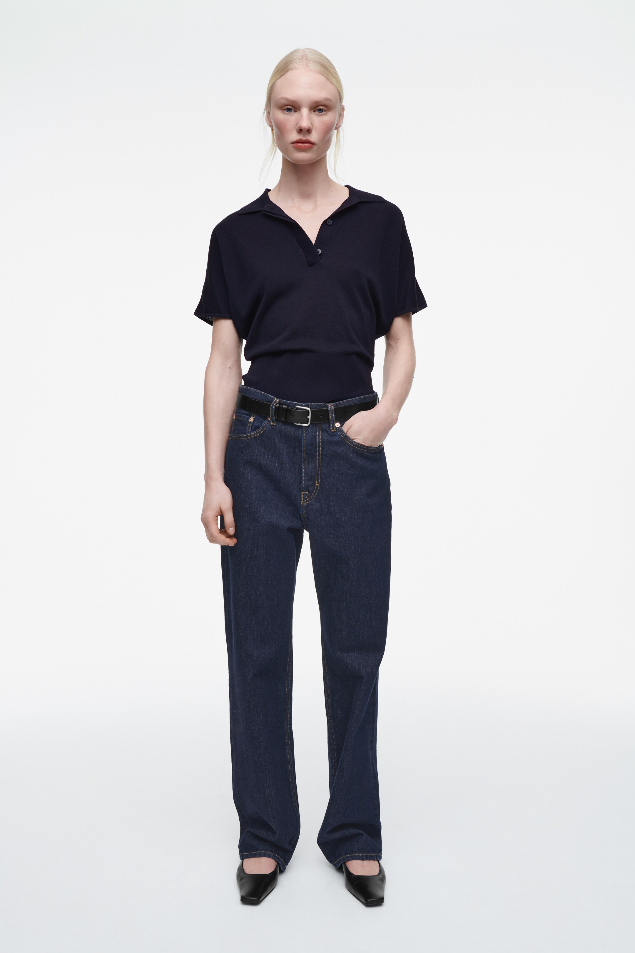 View larger image: KNITTED POLO SHIRT - DARK NAVY - Ladies | H&M GB 2