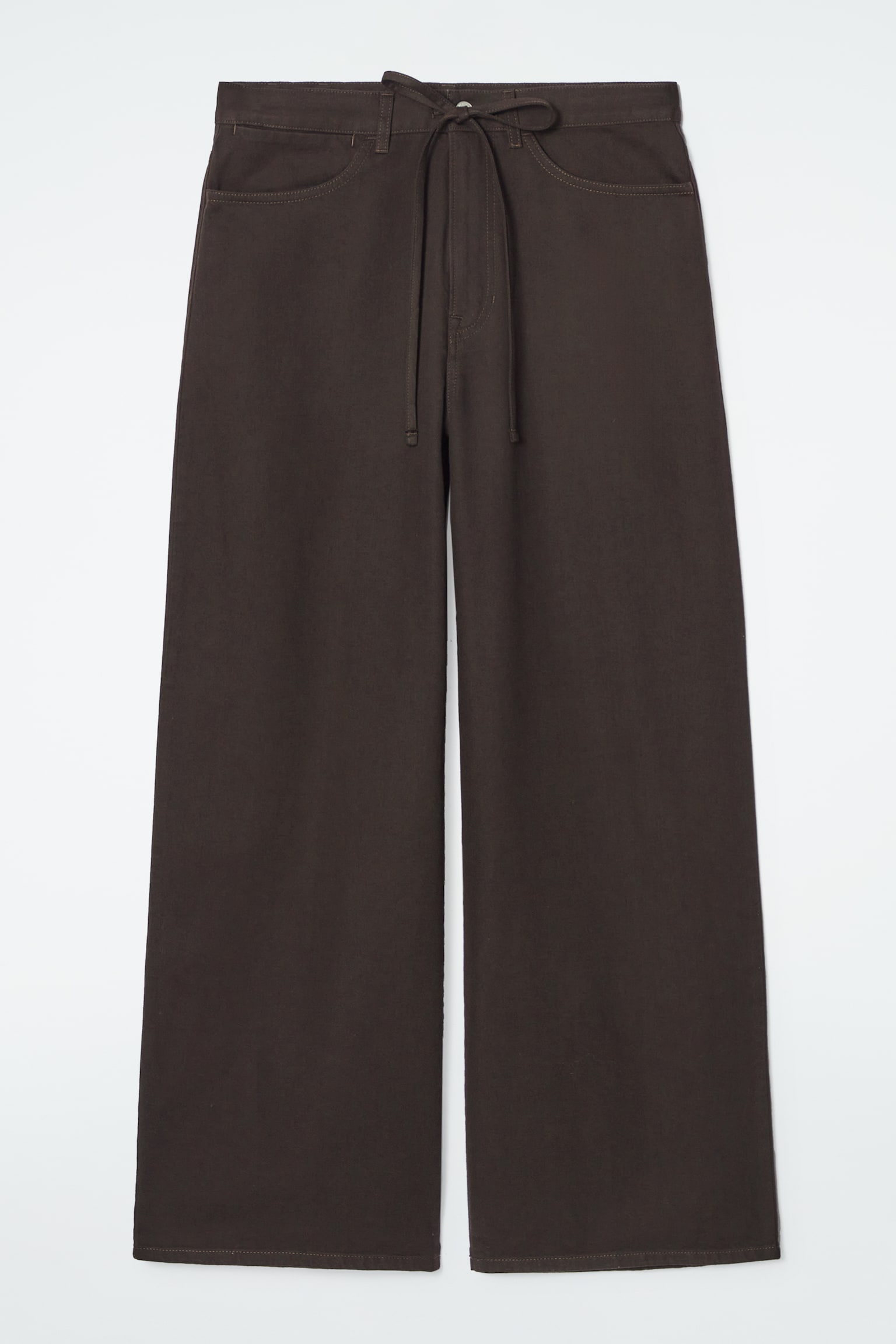 PANTALON LARGE TAILLE AJUSTABLE - BRUN FONCÉ/NOIR - 1