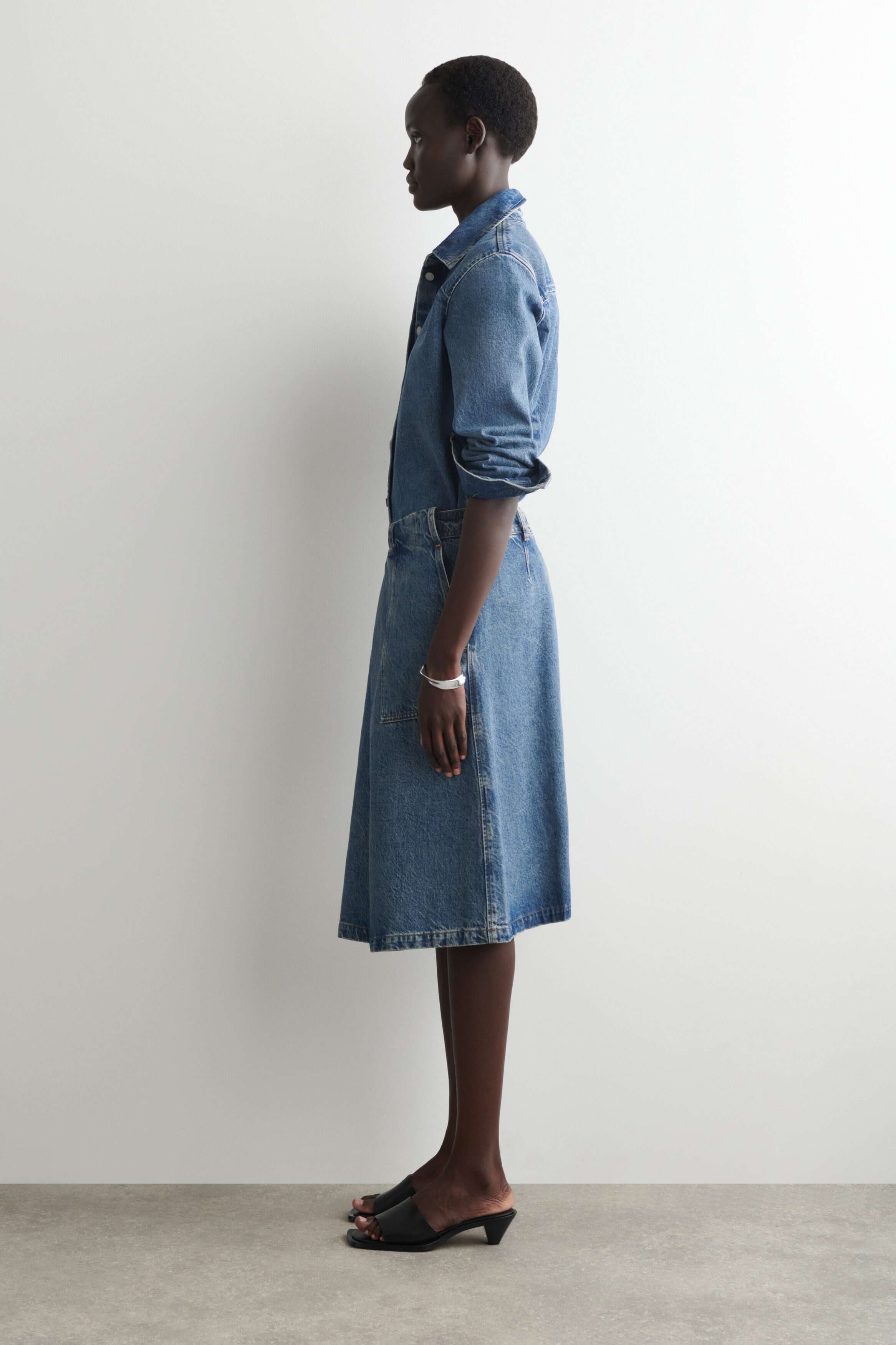 DENIM A-LINE UTILITY SKIRT - BLUE | COS