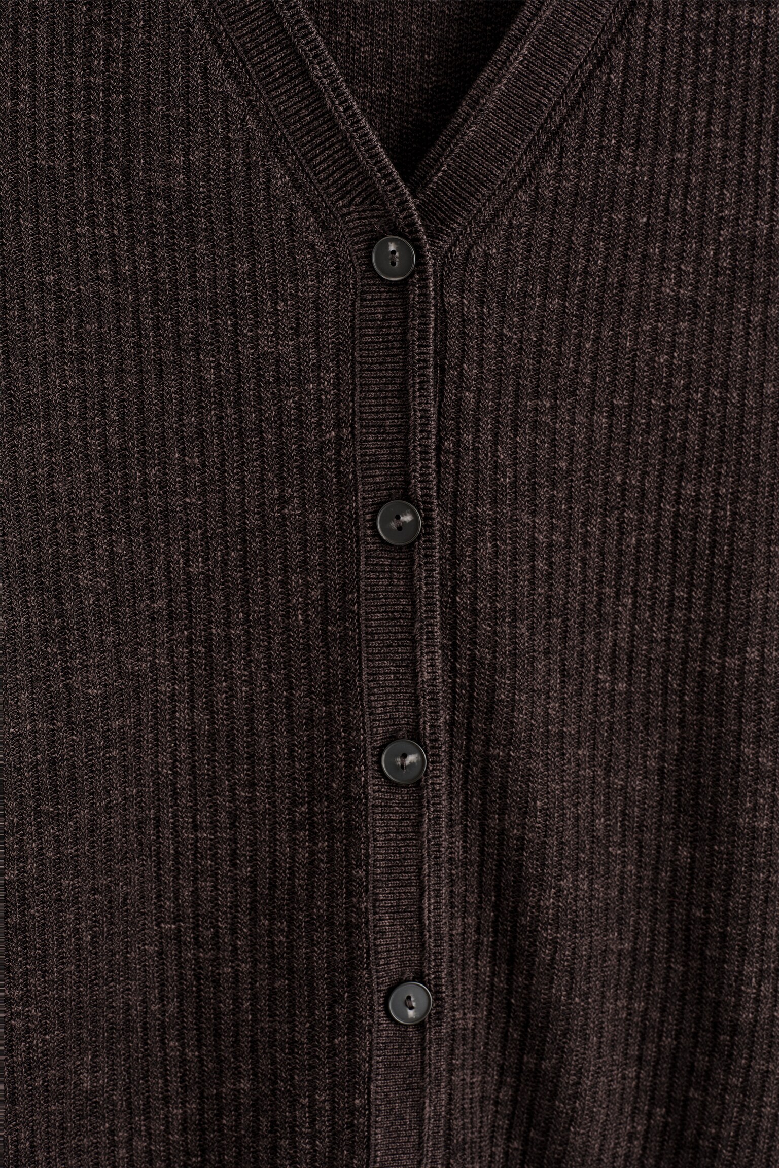 CHALECO DE CANALÉ EN MEZCLA DE LANA MERINO - MARRÓN OSCURO - 6