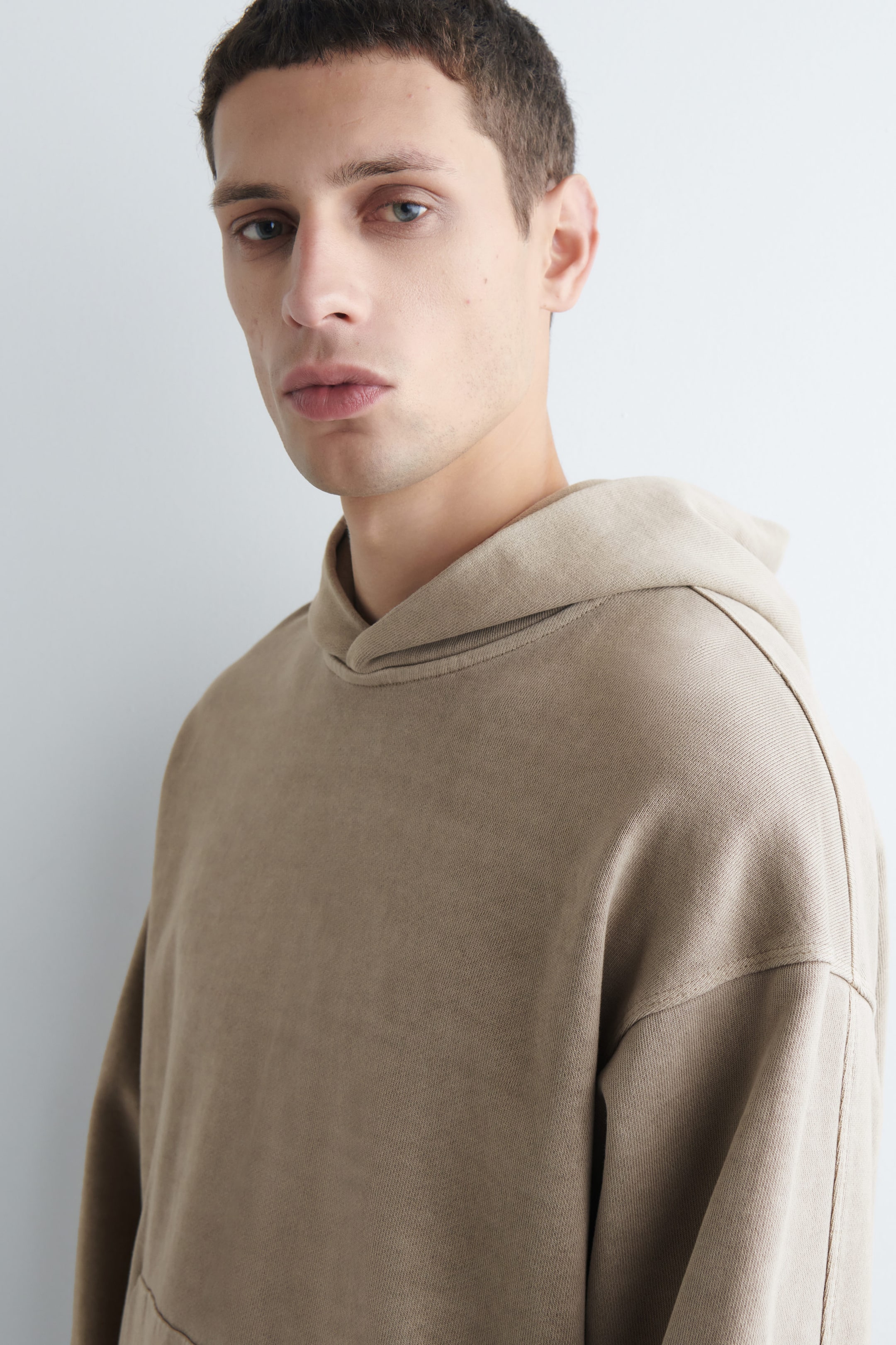 WASHED COTTON-JERSEY HOODIE