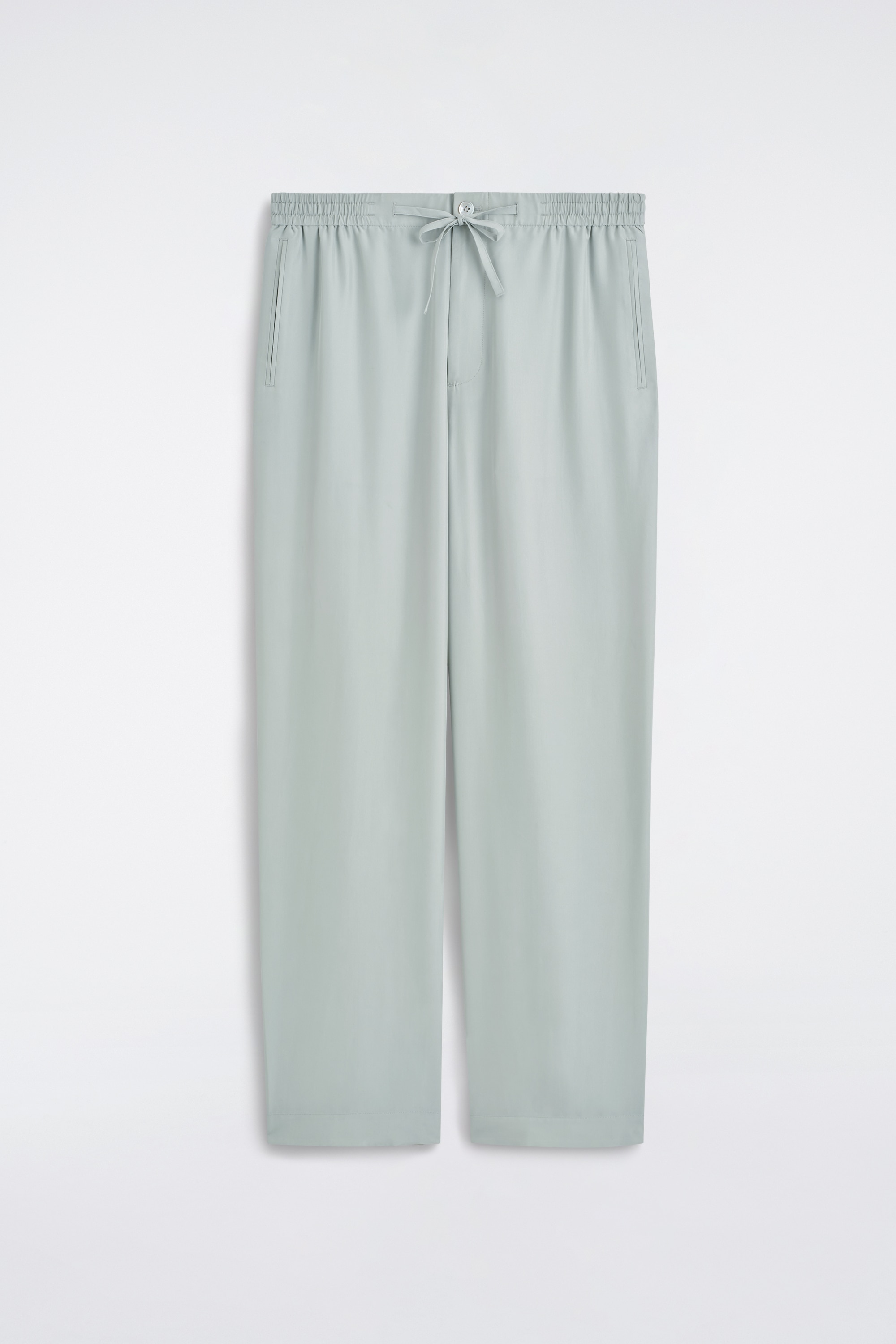LOCKERE SEIDENHOSE MIT GERADEM BEIN - SALBEIGRÜN