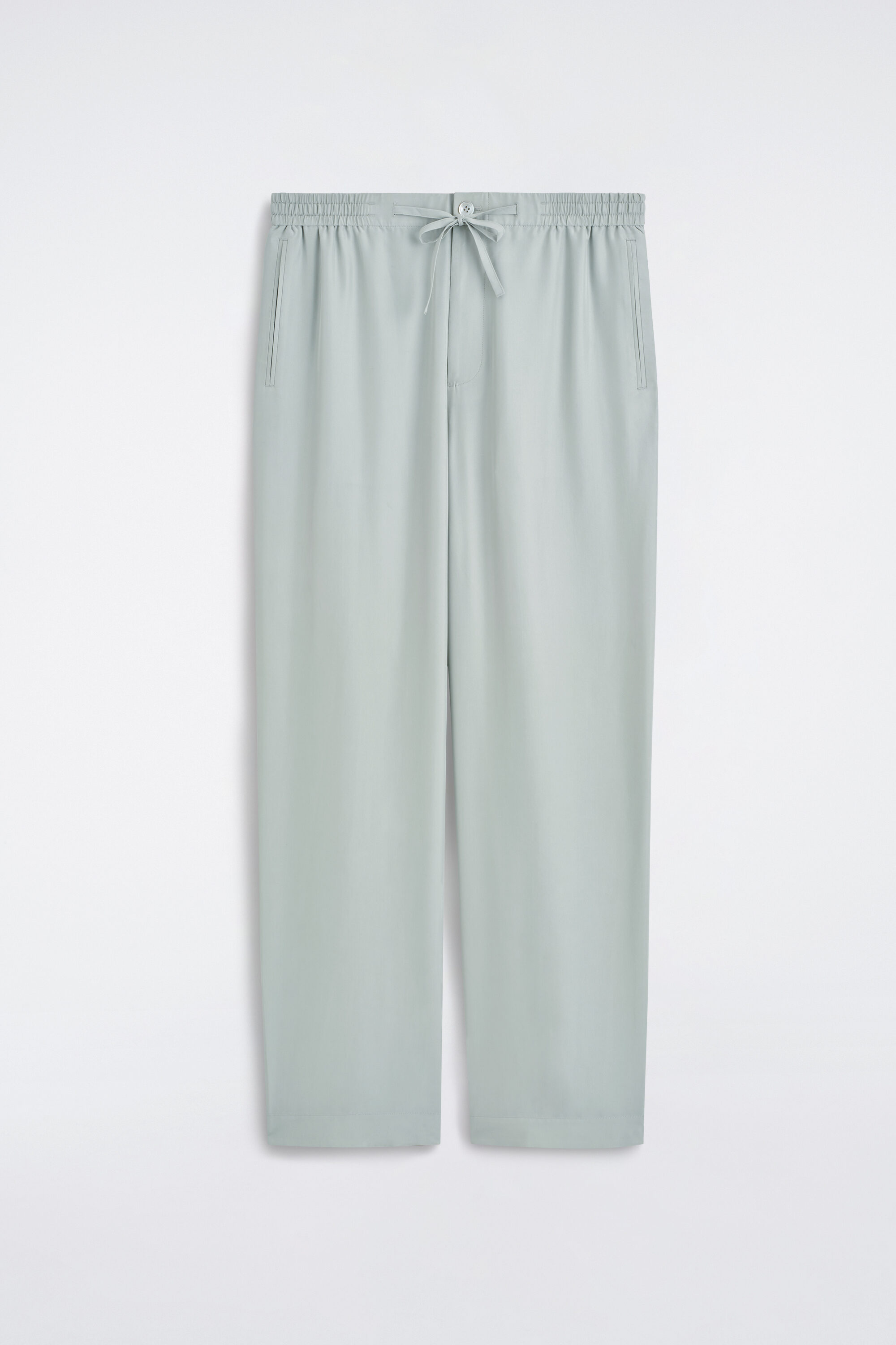 Silk Relaxed-Fit Straight-Leg Trousers - Sage Green