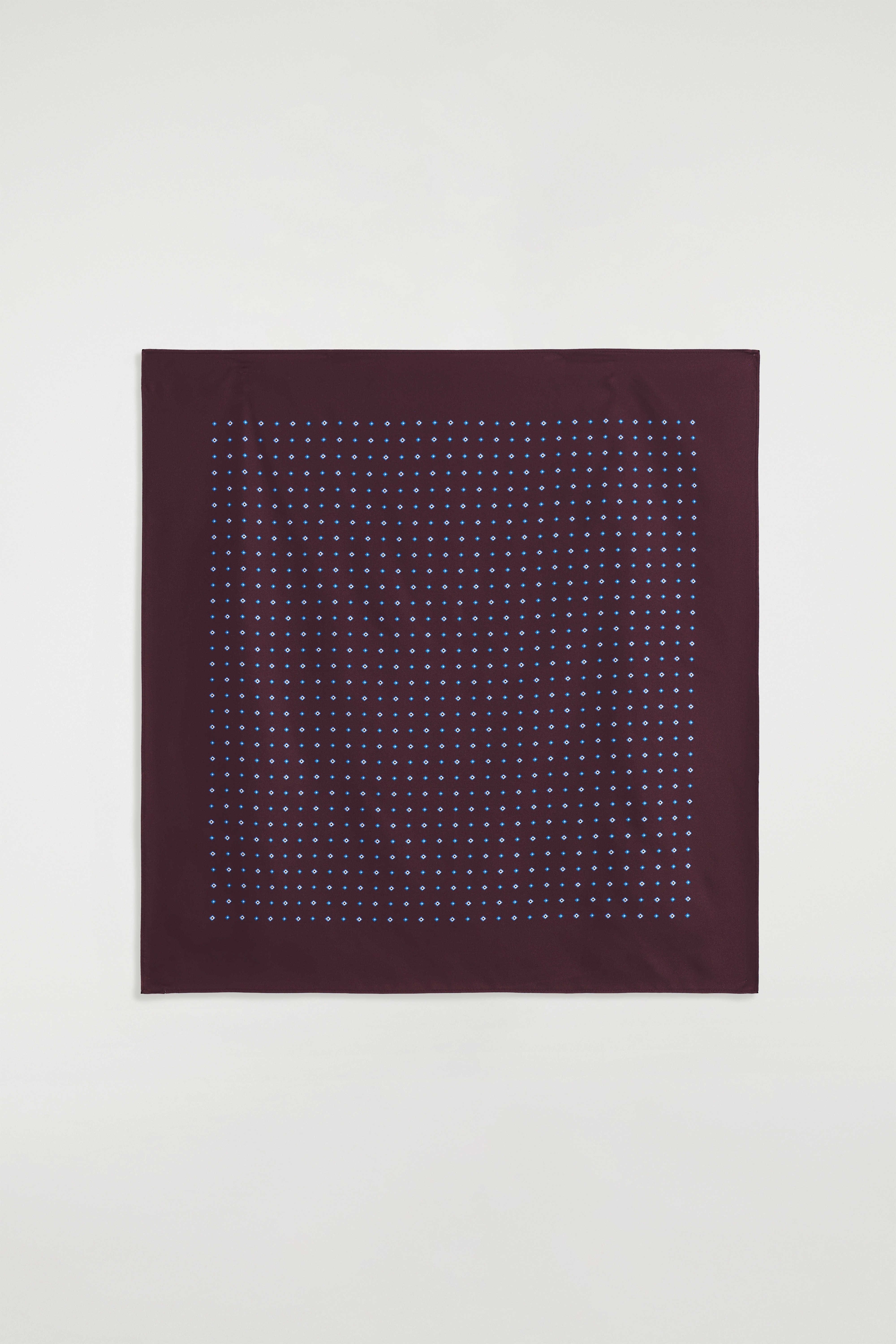 GEOMETRIC-PRINT MULBERRY SILK SCARF - BURGUNDY / BLUE/GREEN / PURPLE